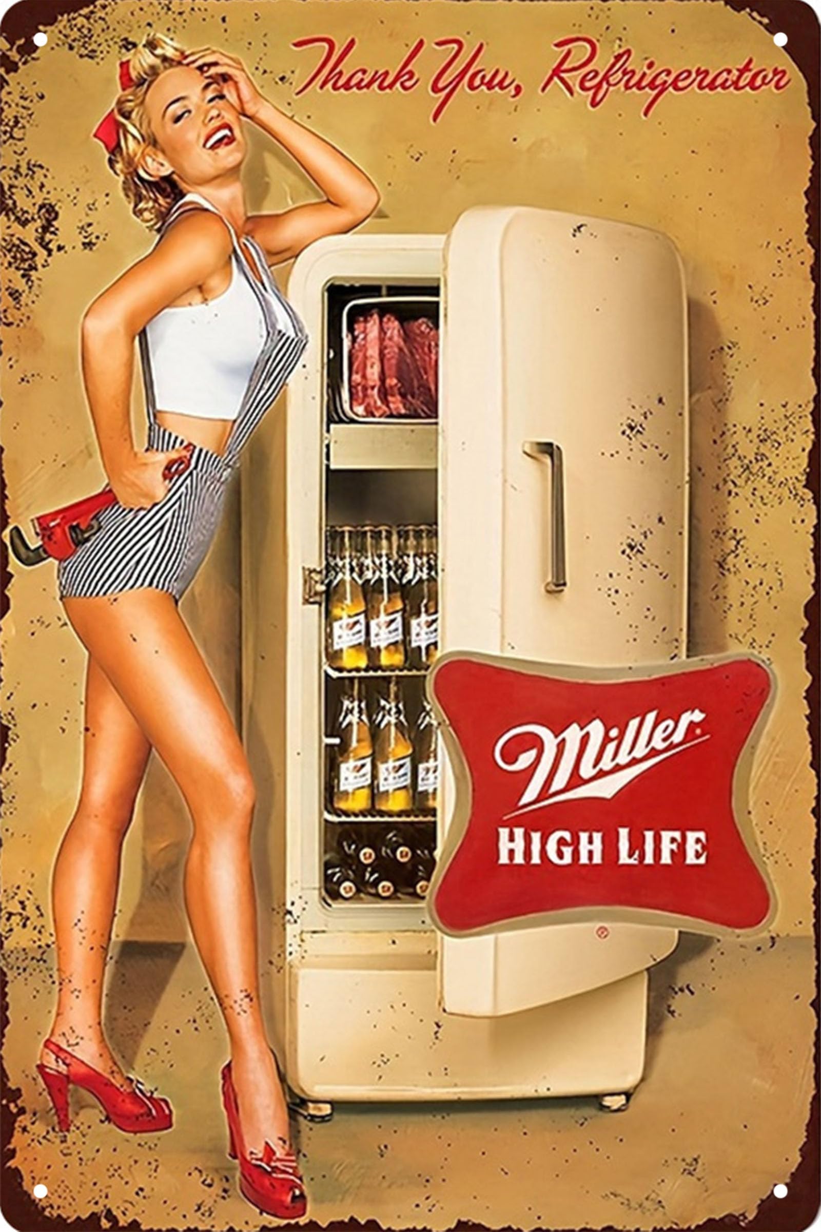Vintage Bar Tin Sign,Beer Metal Signs,Retro Man Cave Wall Decor,Wall Poster for Club, Garage, Funny Man Beer Drinker Basement, Apartment, Gifts 8×12 Inches (woman)