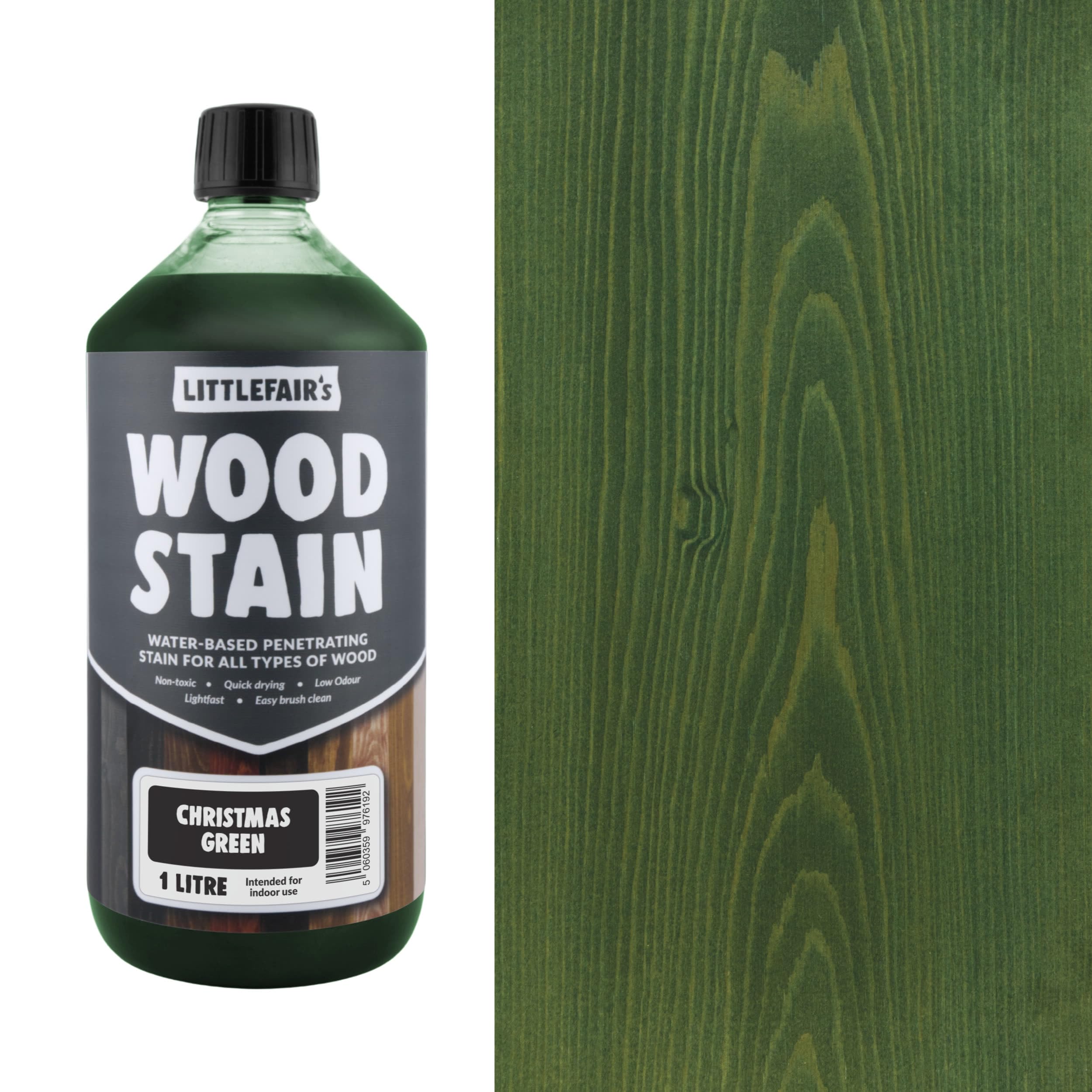 Littlefair's Christmas Green | Water Based Wood Dye | Special Colours Range | Indoor And Outdoor Use | Environmentally Friendly | (1Ltr)