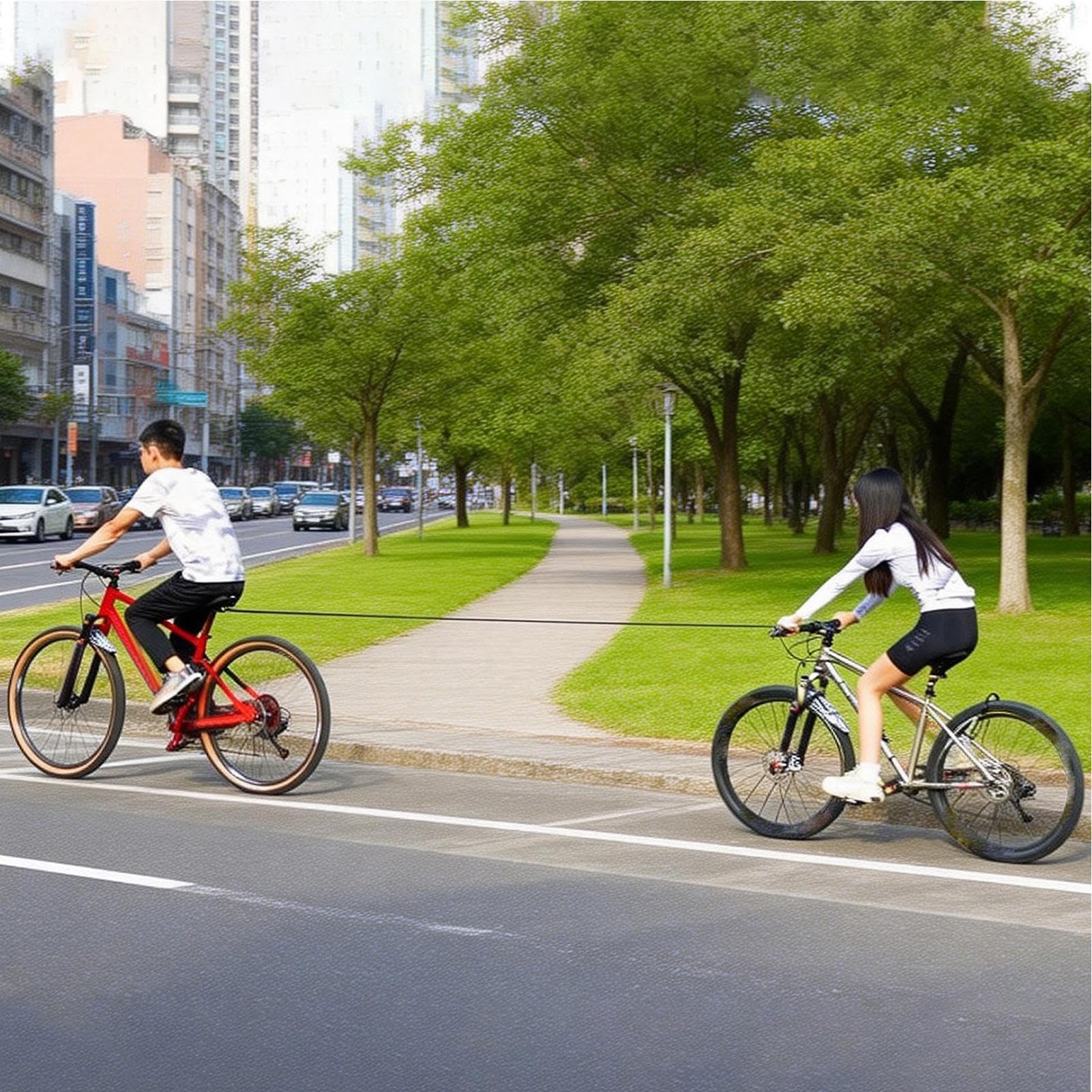 Cuerda de remolque para bicicleta, capacidad de 100 kg, correa retráctil para bicicleta, cuerda telescópica para remolque, para adultos, familia, montaña, carretera, aventura, camping, etc