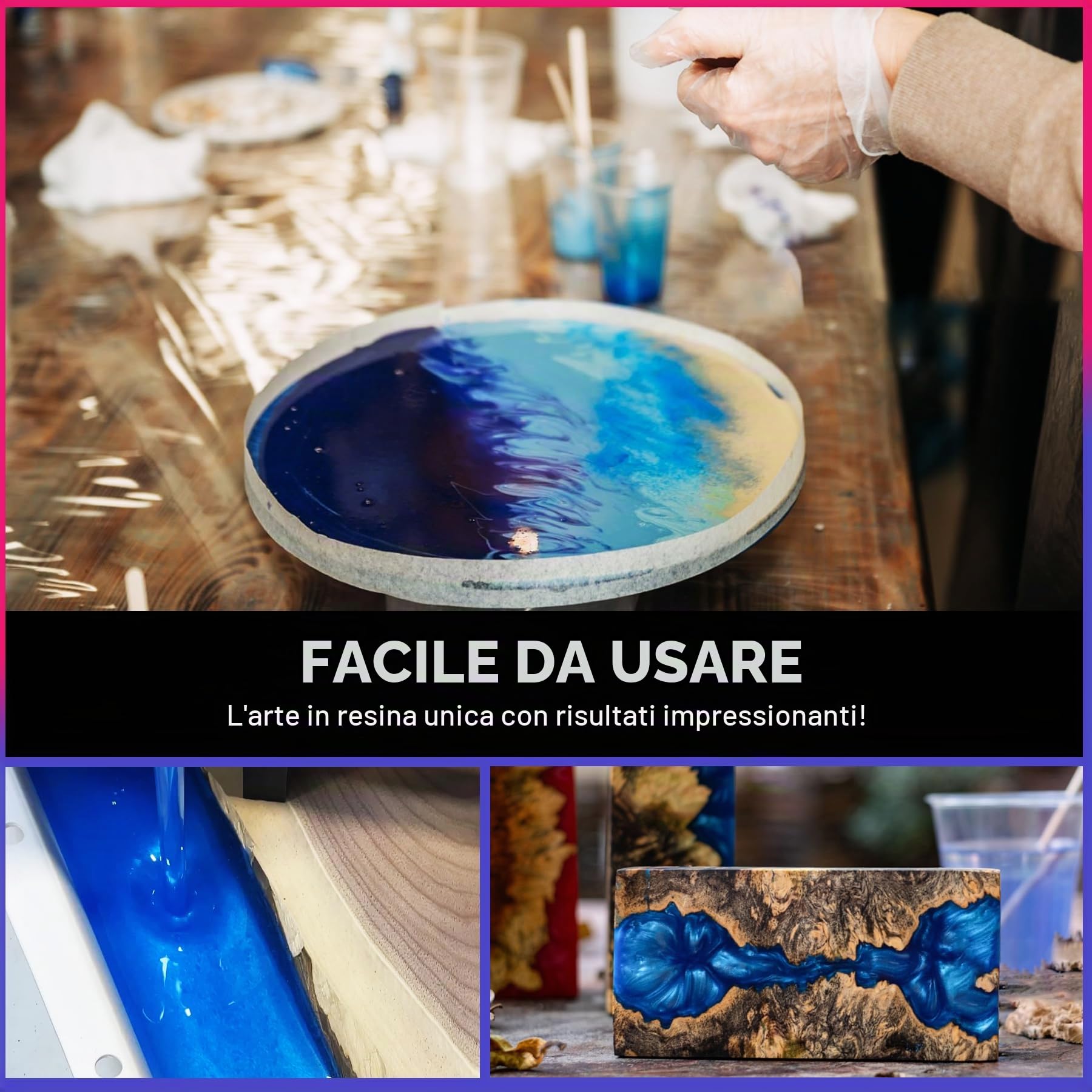 Resina epossidica con indurente - 4,8 kg / 4,5 L Resina epossidica chiara con pompa per versare e rivestire, piani da tavolo - Resina epossidica senza bolle per creazione di gioielli, forme in resina