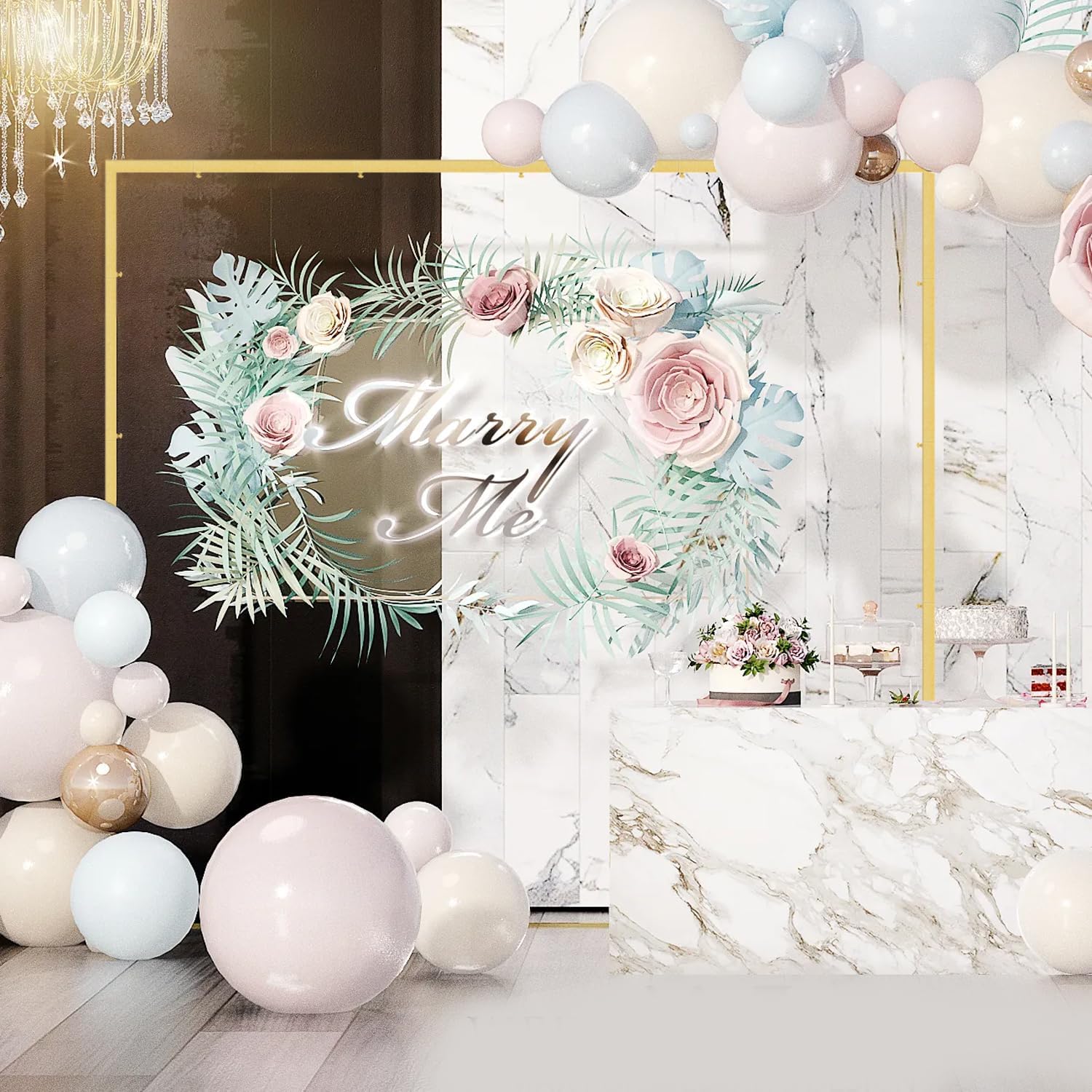 Size 6.6*6.6 Color Gold Wedding fashion arch background metal frame, (3.9, 5.2, 6.6 feet) suitable for background decoration frames such as weddings, birthdays, parties, baby showers, and photography (gold, 6.6*6.6)