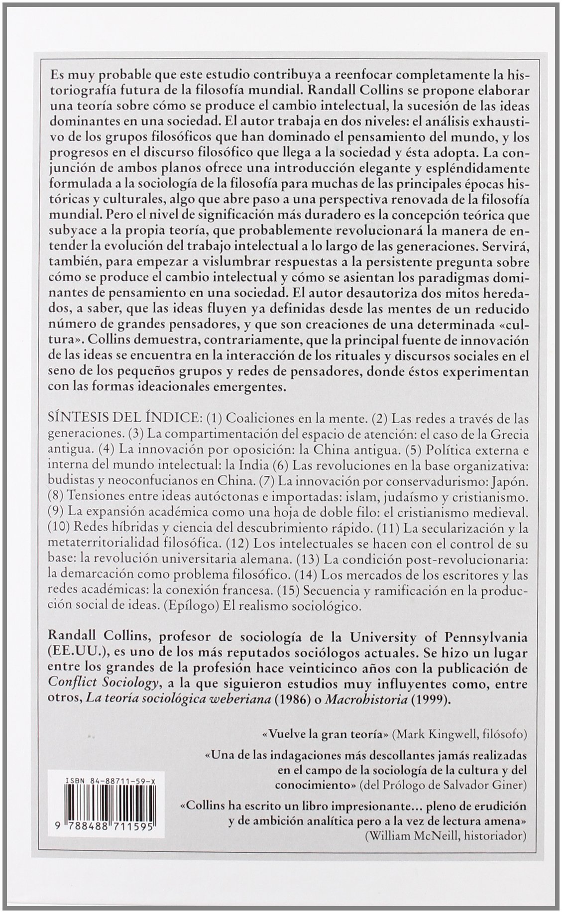 Sociología de las filosofías: una teoría global del cambio intelectual (Biblioteca de filosofía y ciencias sociales)