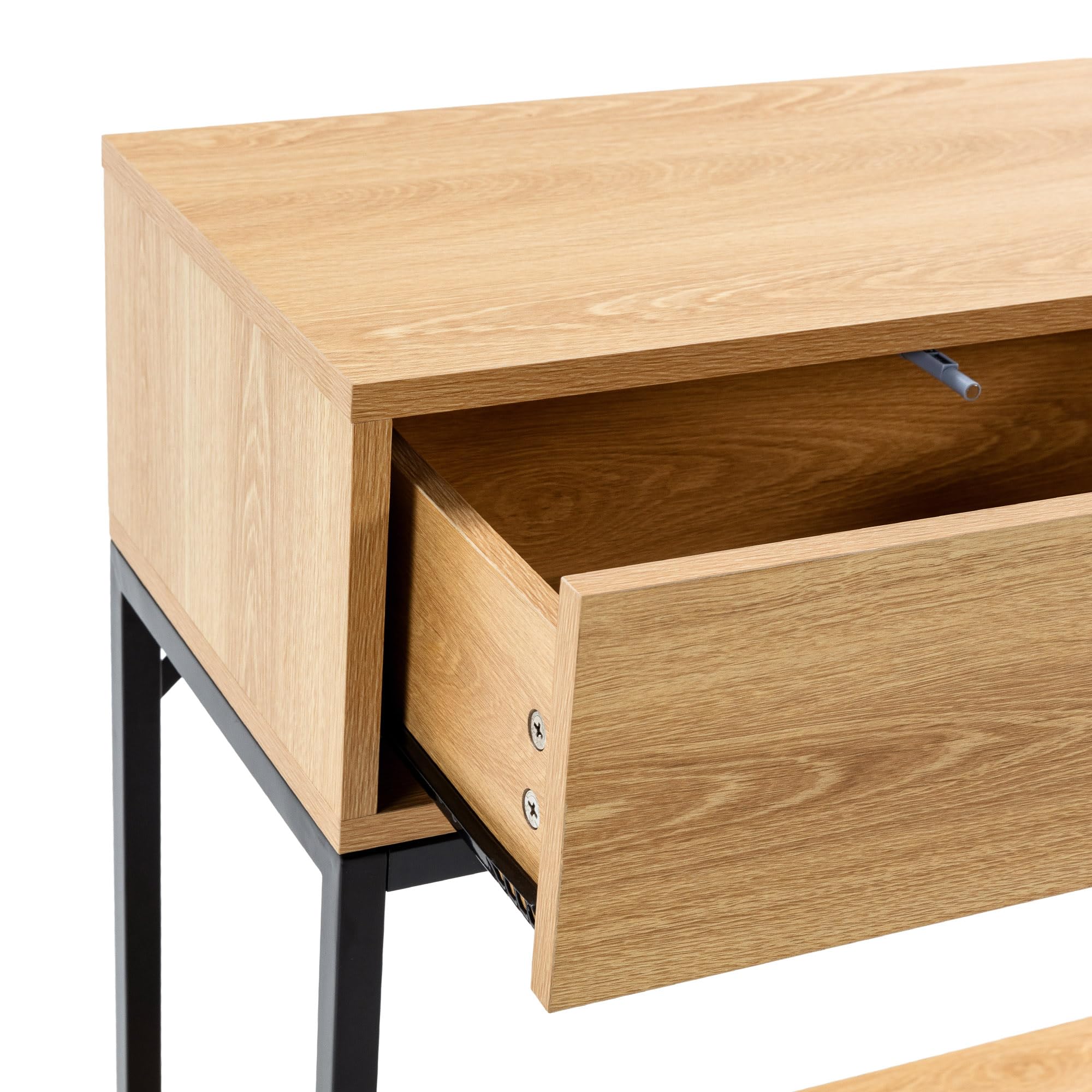 HOMN LIVING Consolle da ingresso Auri con 2 cassetti, colore rovere, 100 cm (larghezza) 30 cm (profondità) 80 cm (altezza)