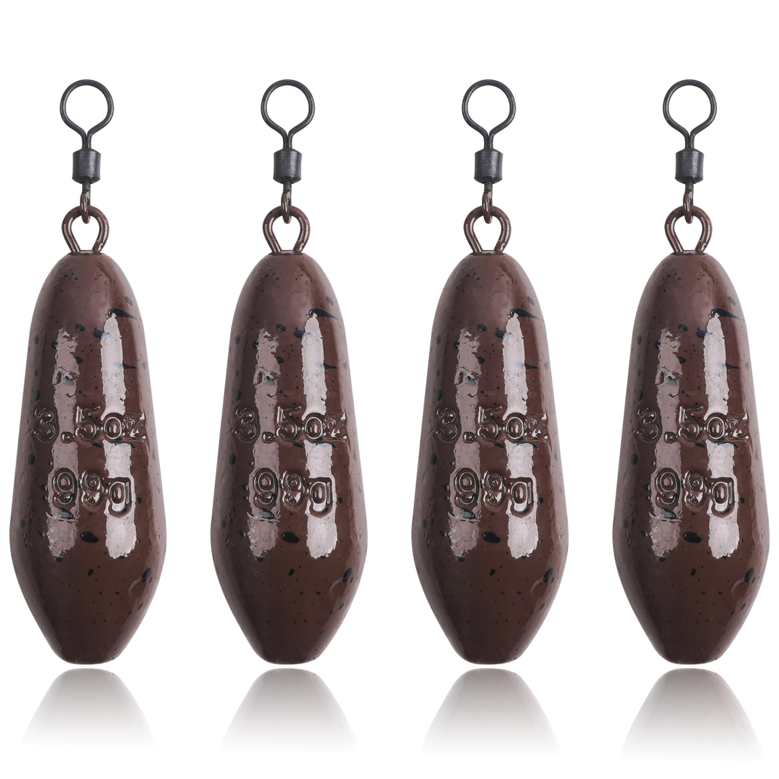 Carp Fishing Weight Sinkers,Coated Tapered Flat Pear Carp Fishing Sinkers with Rolling Swivel Carp Coarse Fishing Gear Tackle 2oz 2.5oz 3oz 3.5oz 4oz