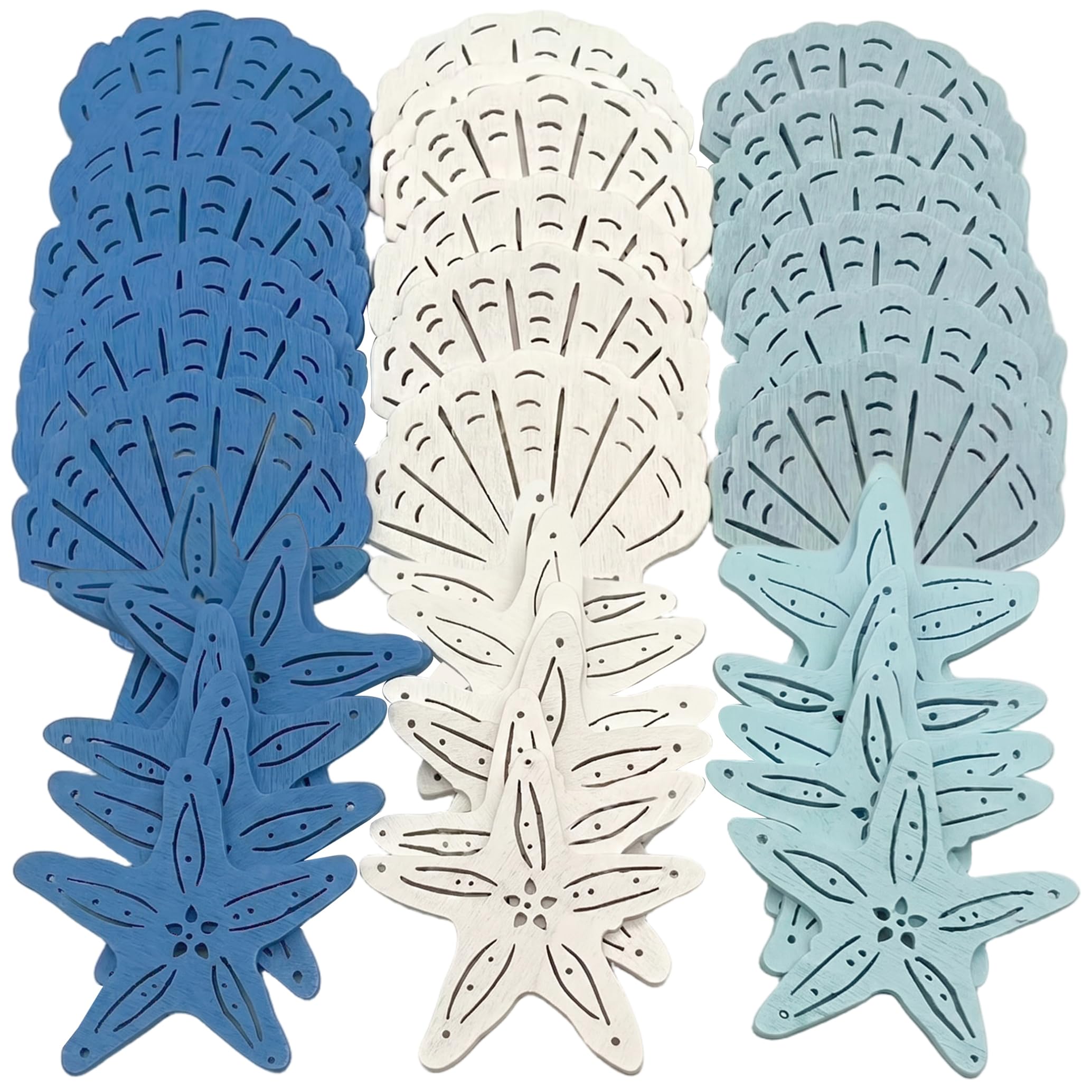 Striegro 36PCS Seashell Decor, 2in Cute Ocean Ornament with Hole Craft Accessories for DIY Sewing/Crafts/Decorations, 3 Colors.