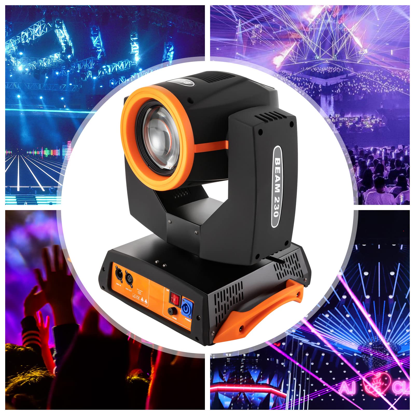 7R 230W Discolicht Partylicht Beam Sharpy Moving Head Light 17 Gobos RGBW Beam Lights 14 Farben Led Moving Head Light Dj Lights 16CH DMX512 Sound Control für Kirche Hochzeit Disco Party