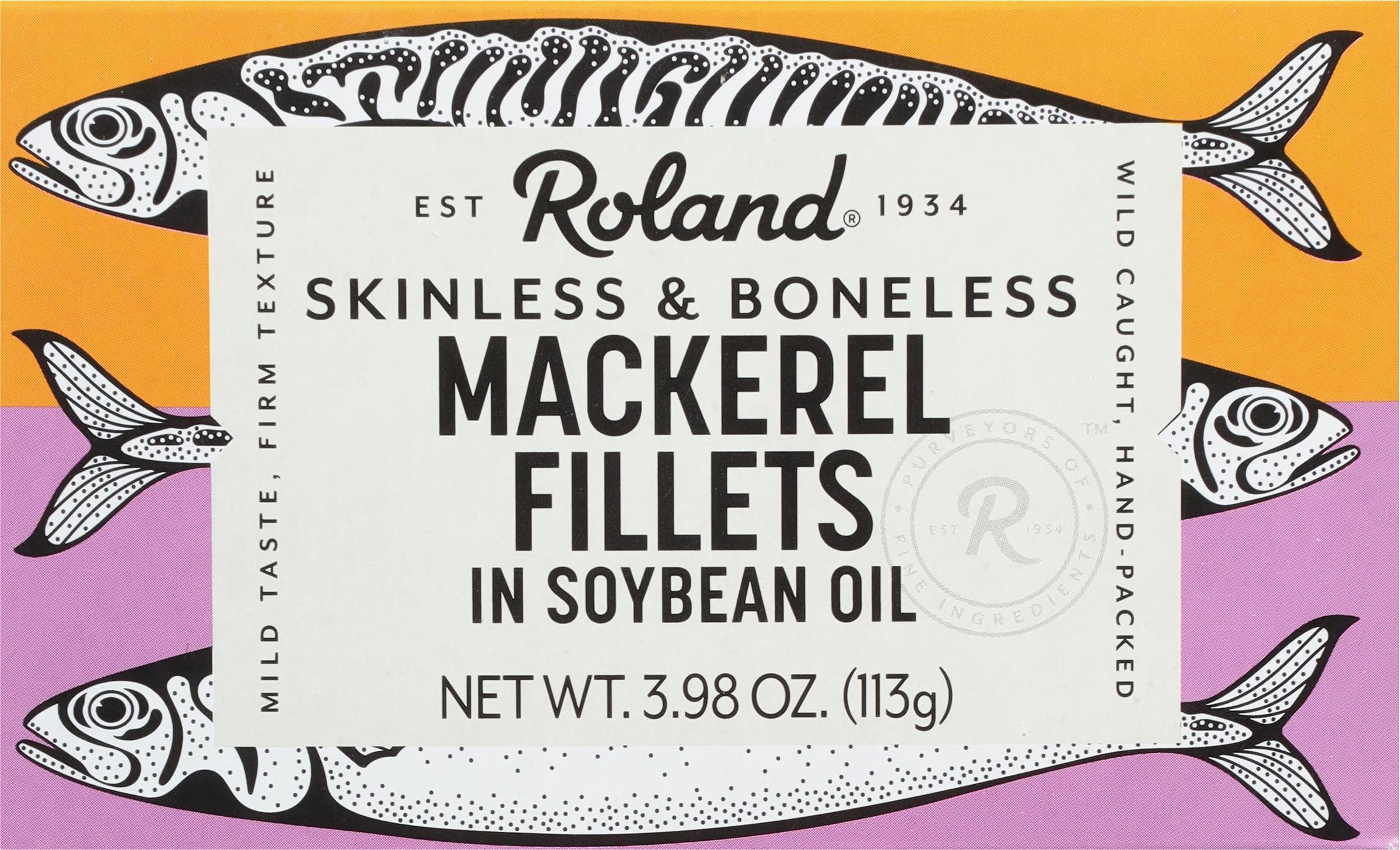 Roland Foods Mackerel Fillets in Soybean Oil, Skinless and Boneless, Specialty Imported Food, 4-Ounce Tin