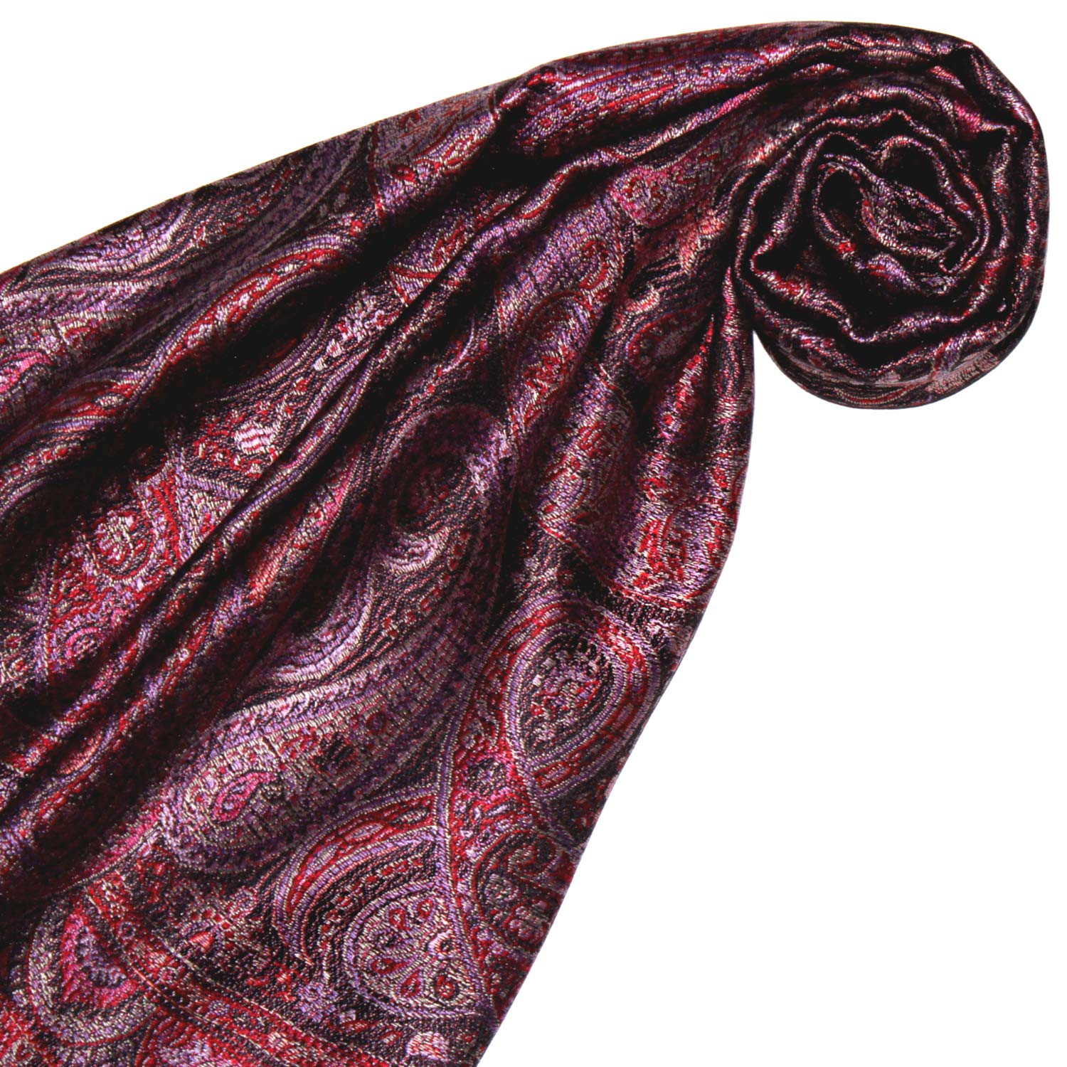 Lorenzo Cana Bufanda de seda para mujer, bufanda de seda 100% tejido bufanda de mujer elegante Paisley patrón multicolor, rojo oscuro, Talla única