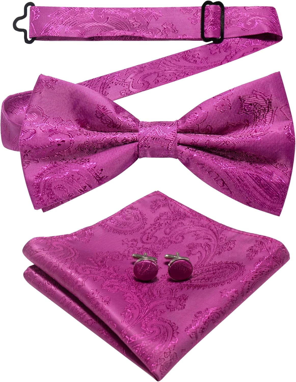 Papillon Uomo Con Motivo Anacardi - Set Completo Con Gemelli E Fazzoletto - Foto 3