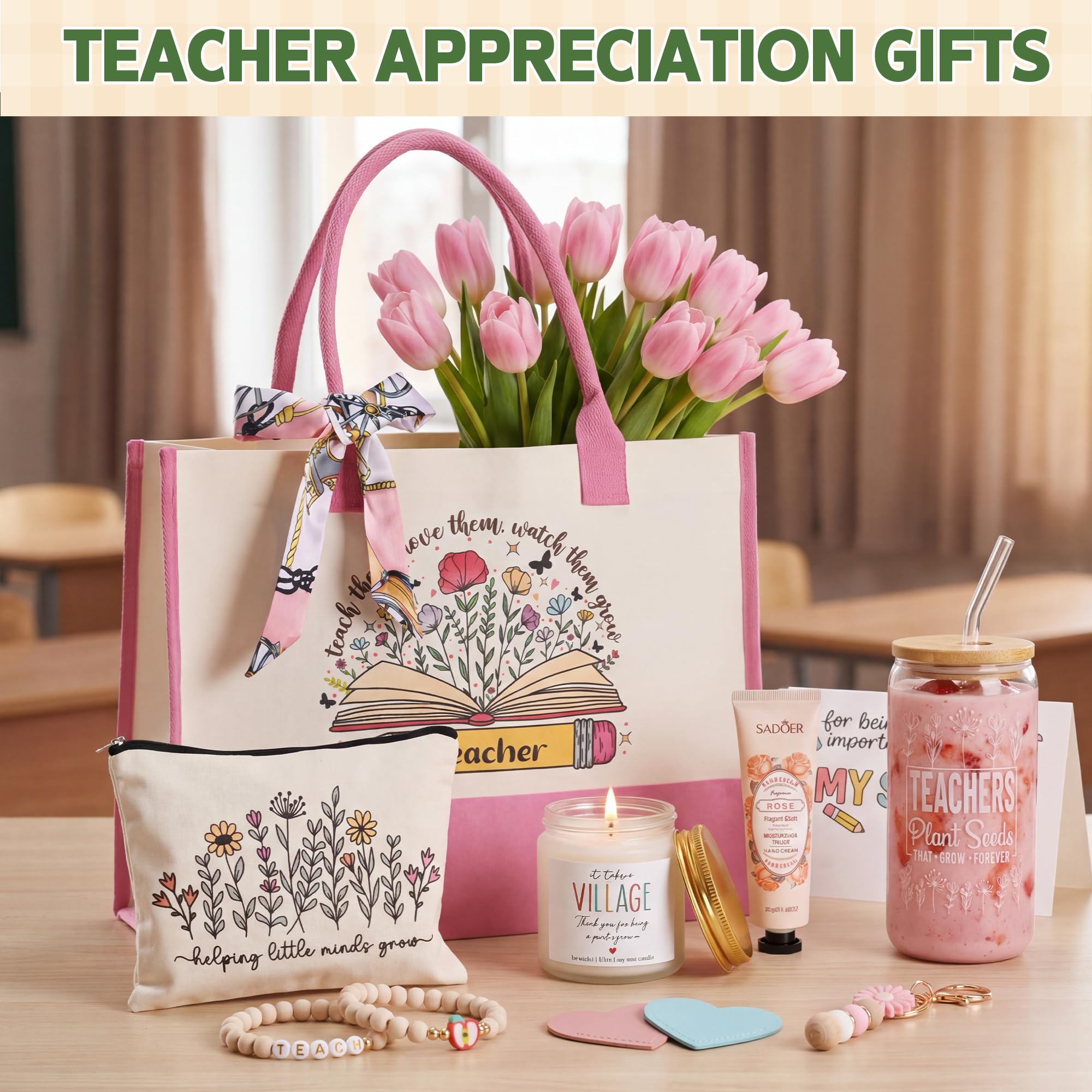 Teacher Appreciation Gifts for Women, Best Teacher Appreciation Funny End of Year Teachers Gift Set from Students, Thank You/Christmas/Birthday Baskets Gifts for Teachers