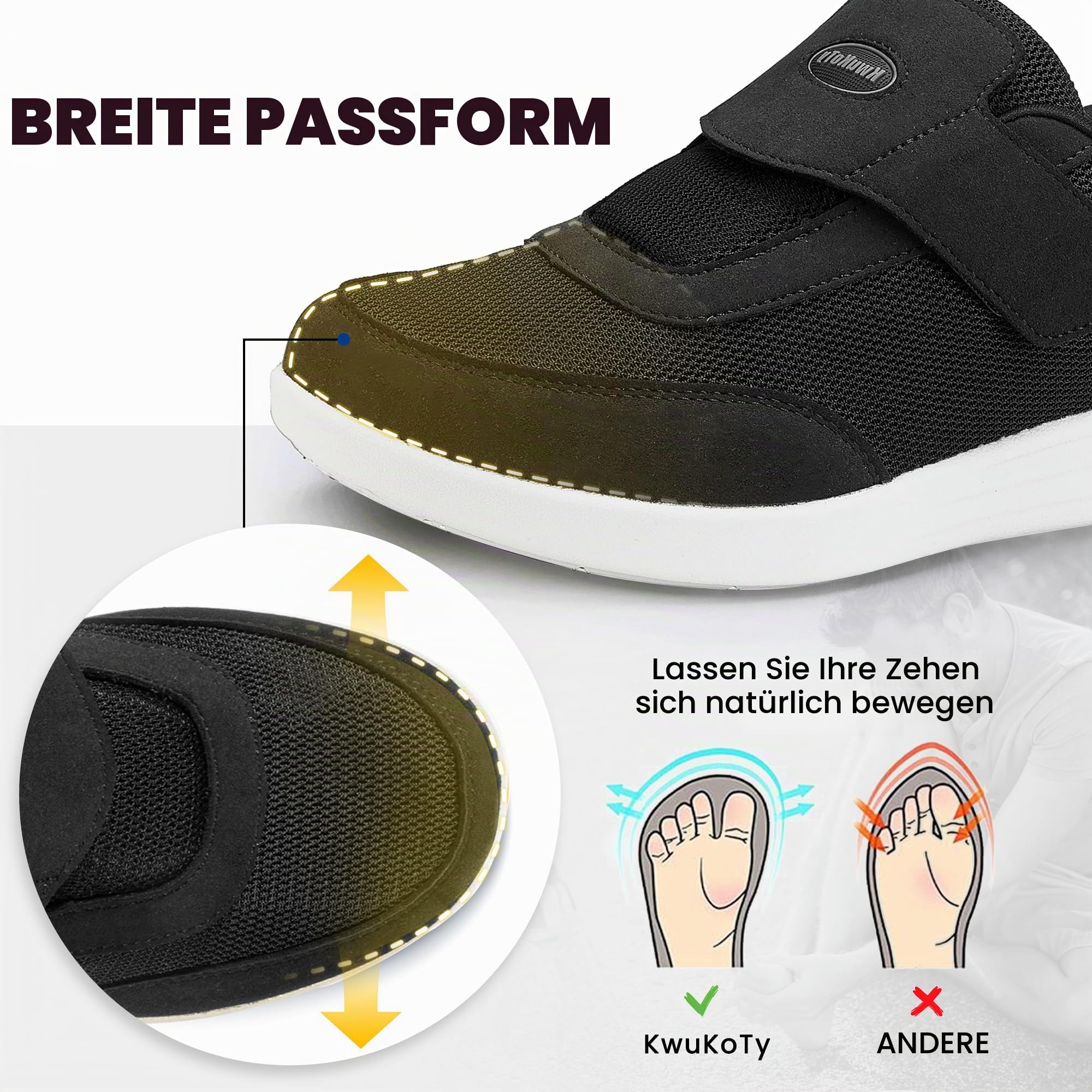 Diabetiker Schuhe Herren Damen, Orthopädische Schuhe Extra Weit