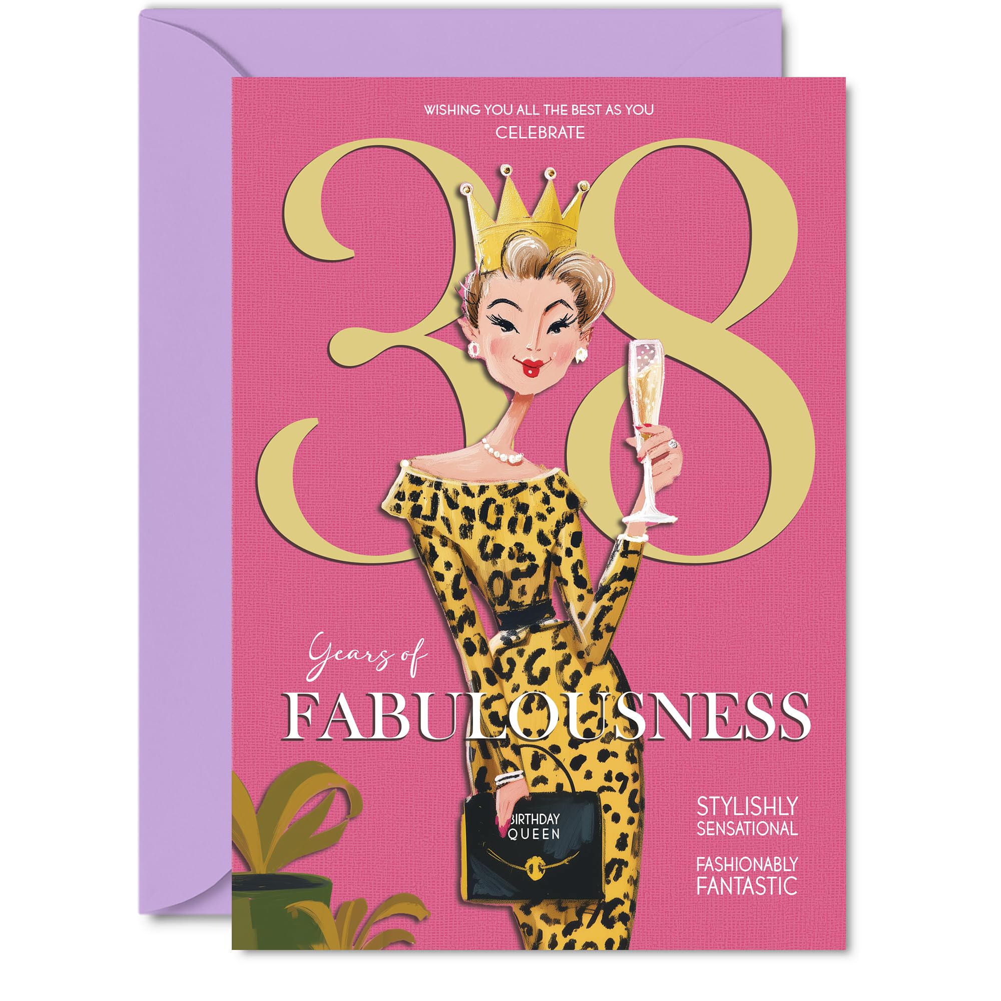 38th Birthday Cards for Women - Years Of Fabulousness - Happy Birthday Card for 38 Year Old Woman Friend Colleague Sister Niece, A5 Bday Greeting Cards