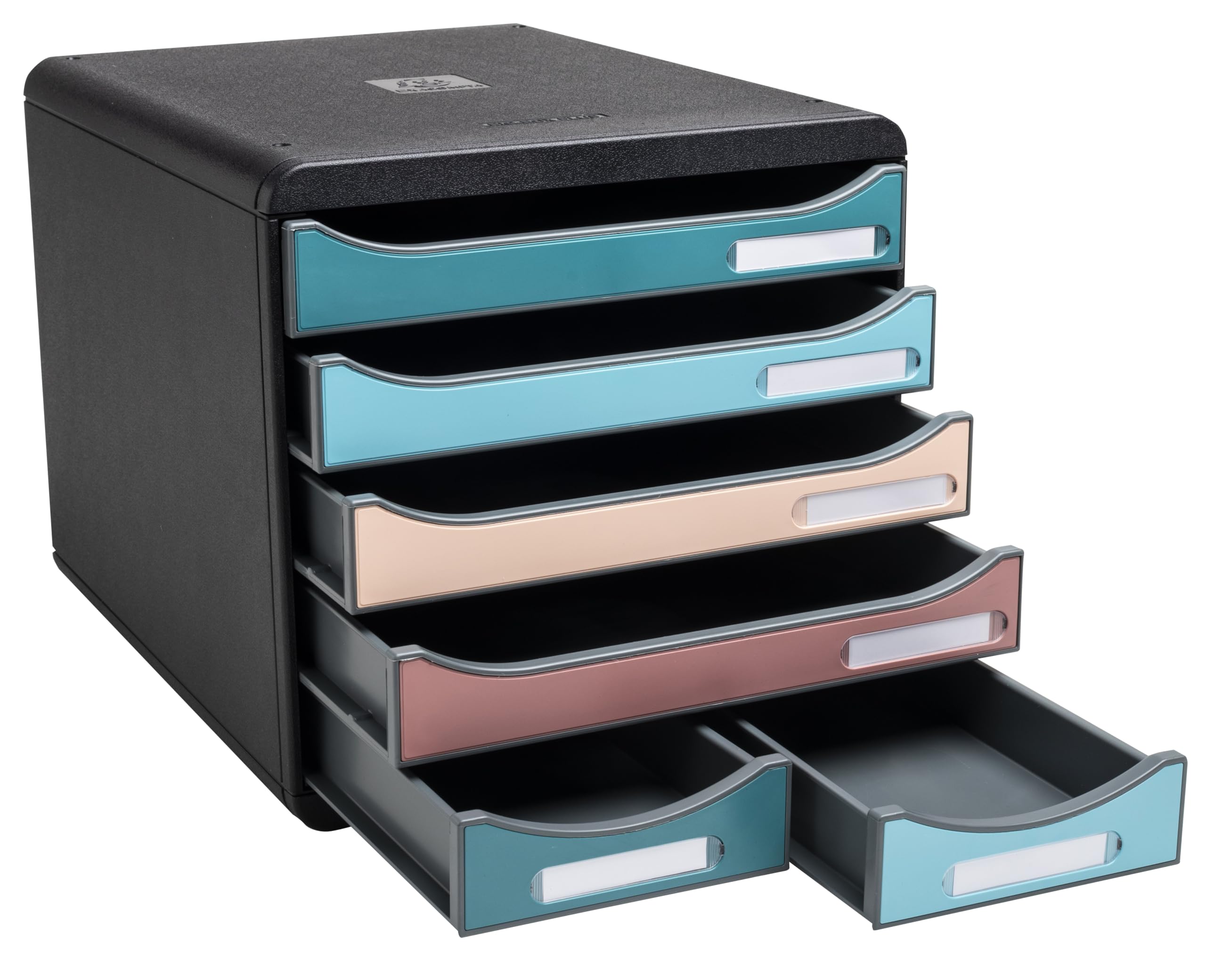 Exacompta - Réf. 312606D - BIG-BOX maxi Skandi - 1 Caisson 4 tiroirs pour document A4+ et 2 petits tiroirs pour ranger des ustensiles de bureau - Dimensions extérieures : P 34,7 x l 27,8 x H 27,1 cm
