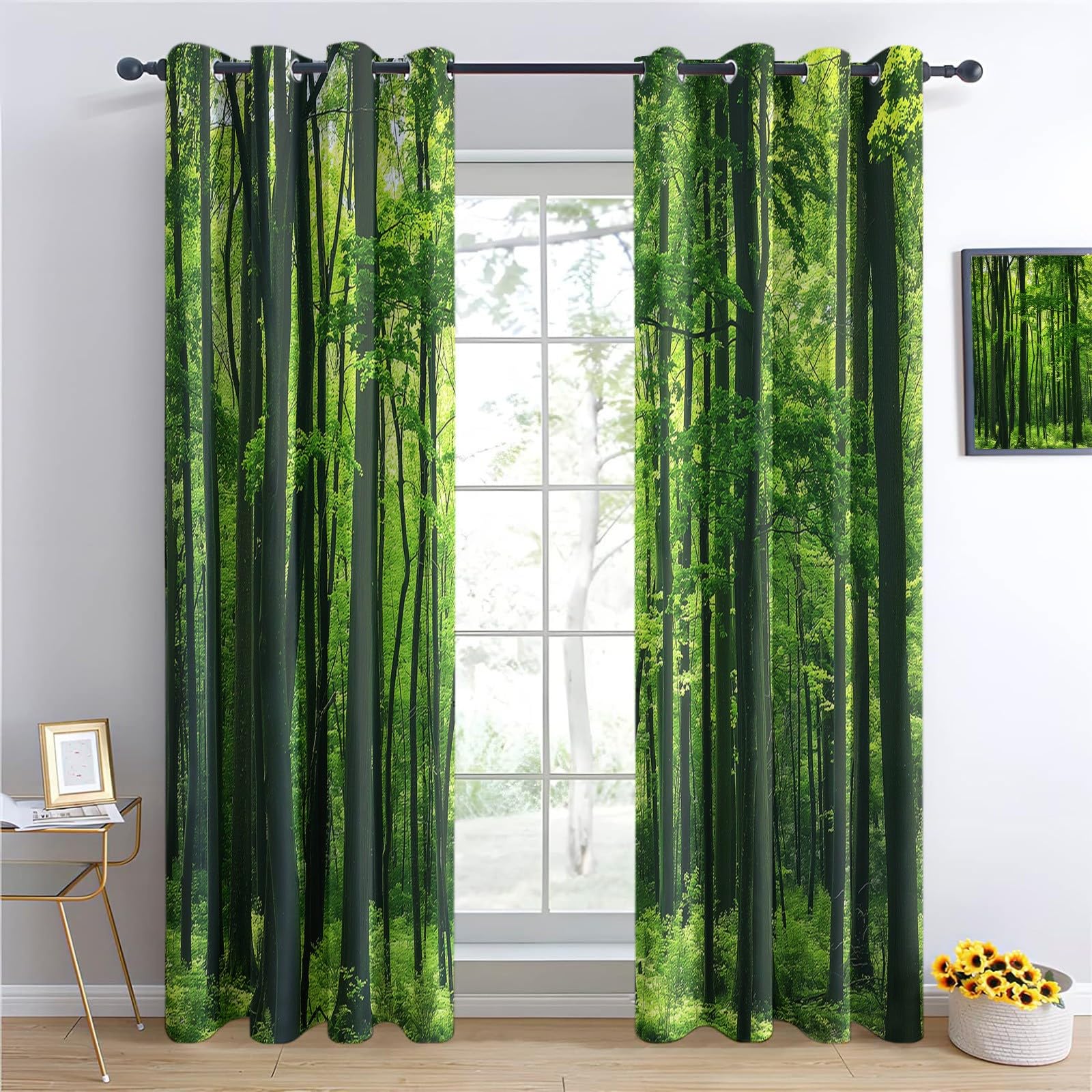 Set di 2 tende oscuranti con foglie di betulla, 116,8 x 137,2 cm, isolamento termico, riduzione del rumore, per estati calde, moderne per soggiorno, camera da letto, casa