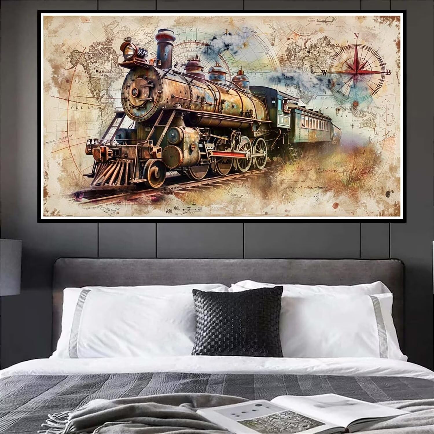 Diamond Painting Kits for Adults Vintage Train DIY 5D Diamond Art Kits Full Drill Diamond Painting Accessories ,Diamond Painting Paint by Number Beginners Kits for Home Decor Gifts 30x40cm/12x16in U-4