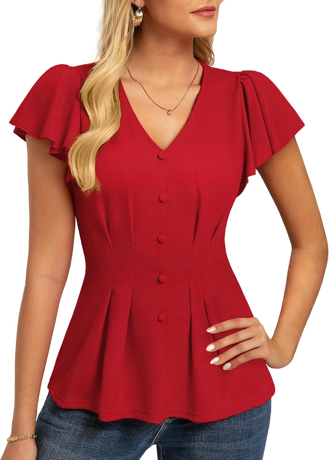 GRACE KARIN Ruffle Sleeve Peplum Top just $20.99 at Amazon
