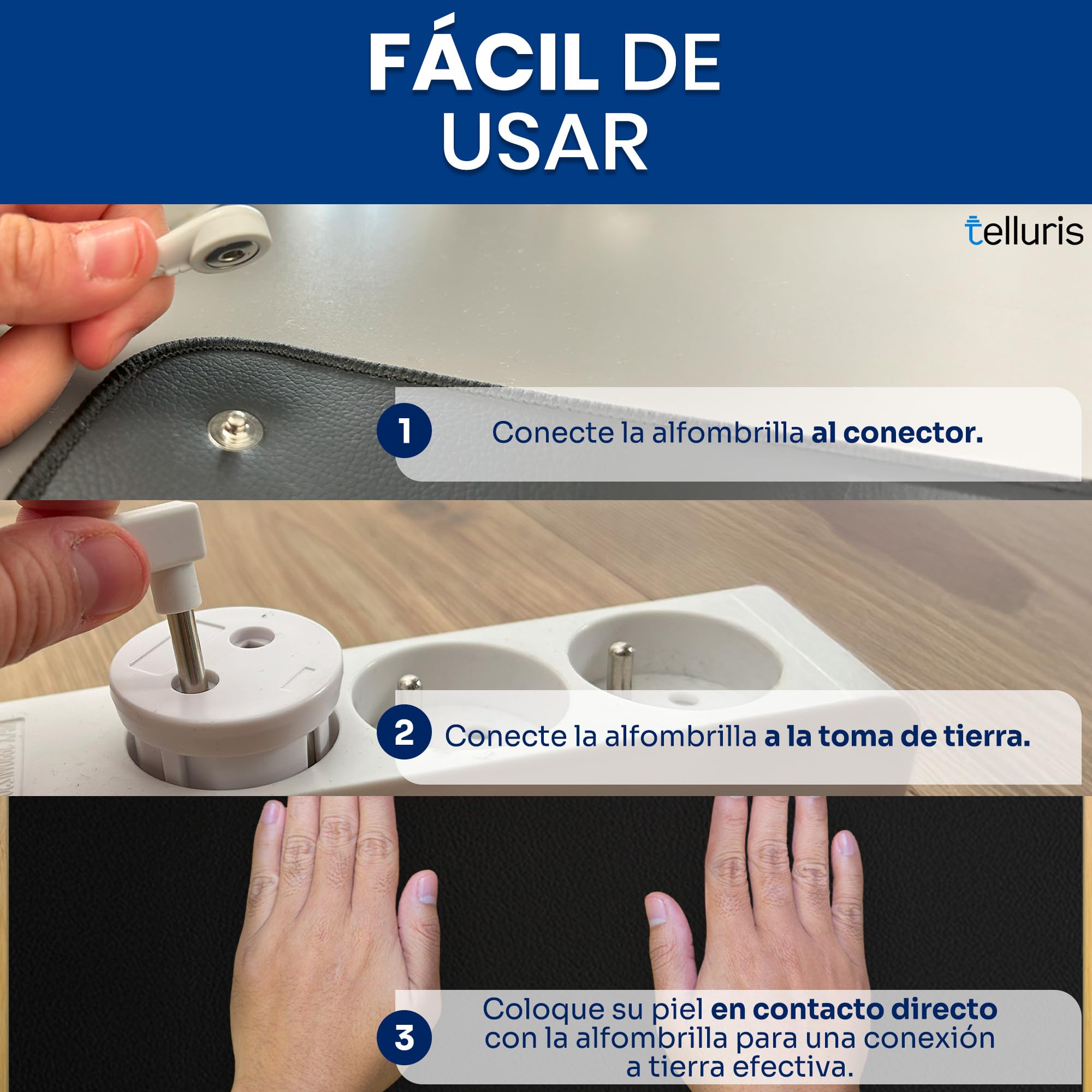 Alfombra de puesta a tierra – Comodidad y protección antiestática – Bajo mano de oficina Grounding para reducción de campos electromagnéticos – Superficie ergonómica y conductiva