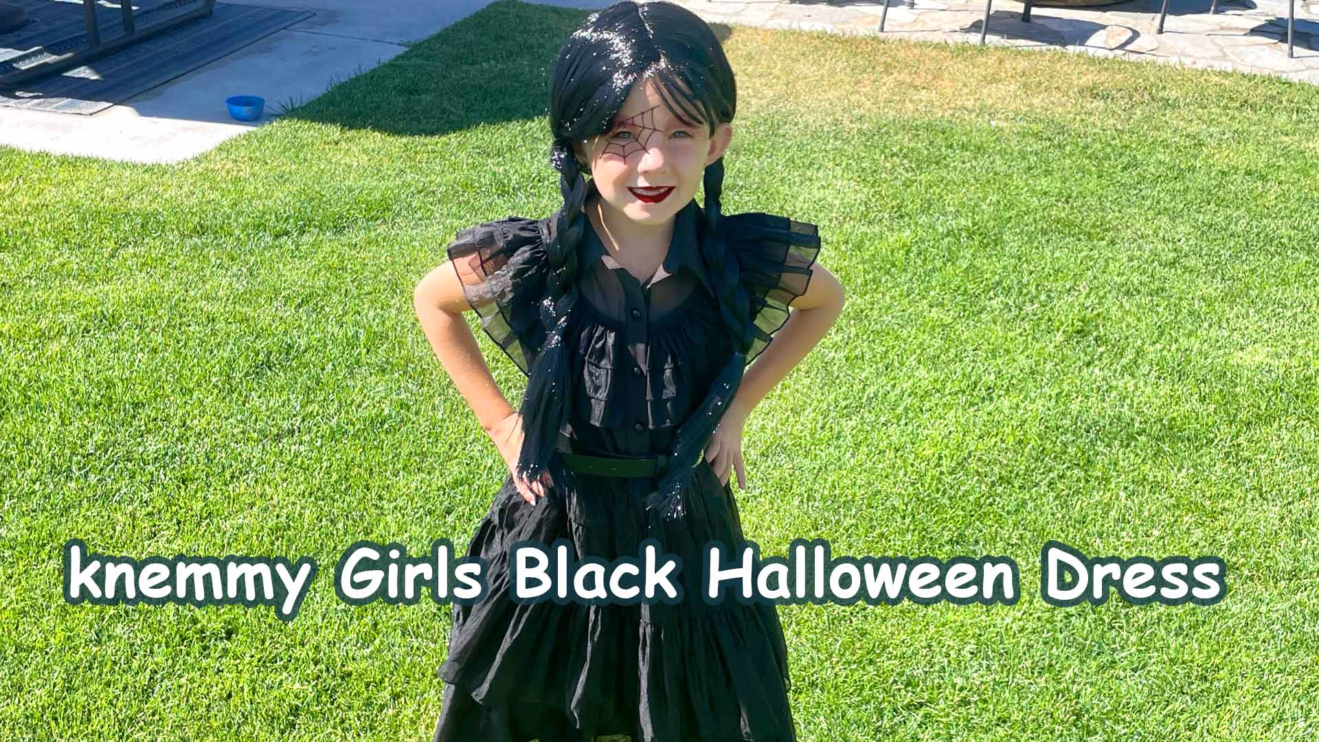 Disfraz negro para niña talla 6-7 para fiesta y Halloween miniatura 7