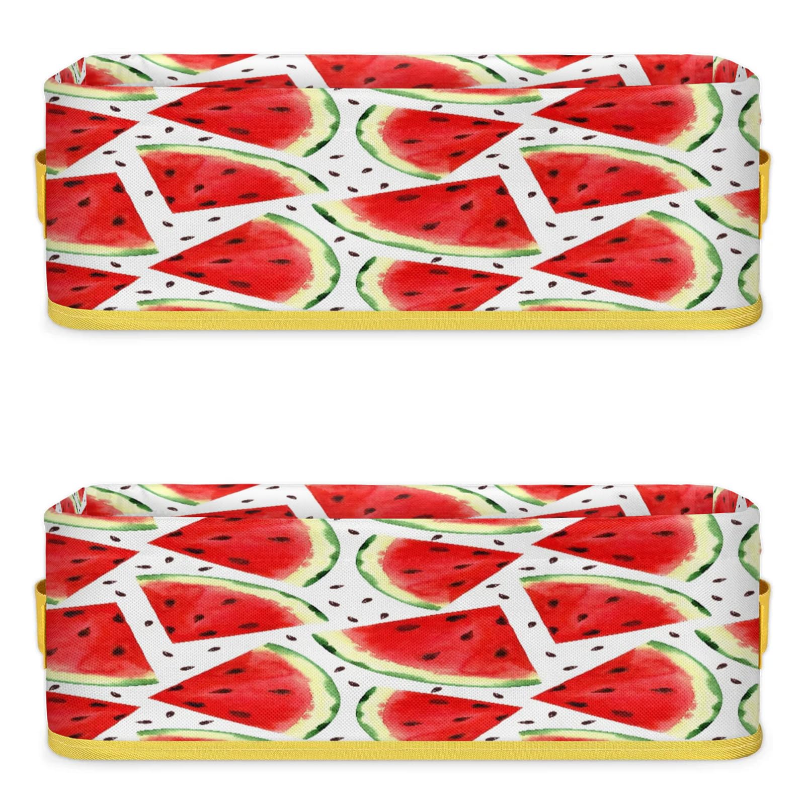 Watermelons Fruits Pattern Bathroom Storage Basket Waterproof Foldable Storage Bins with Handles Decorative Toilet Paper Storage Basket for Organizing for House Bathroom Toiletries Set of 2