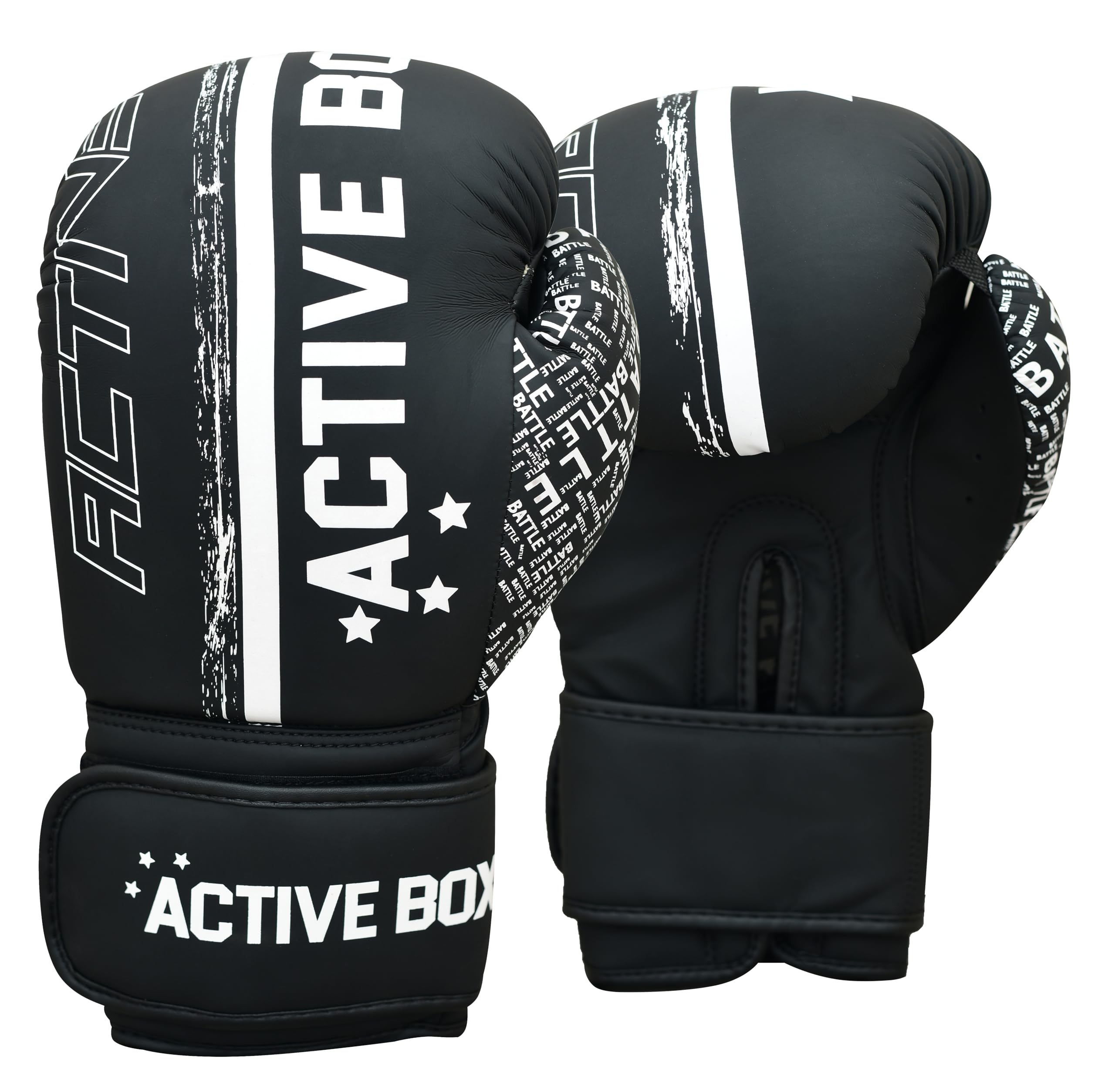 ActiveBox Boxing Gloves for Men and Women (Black x White, 16 Ounces)