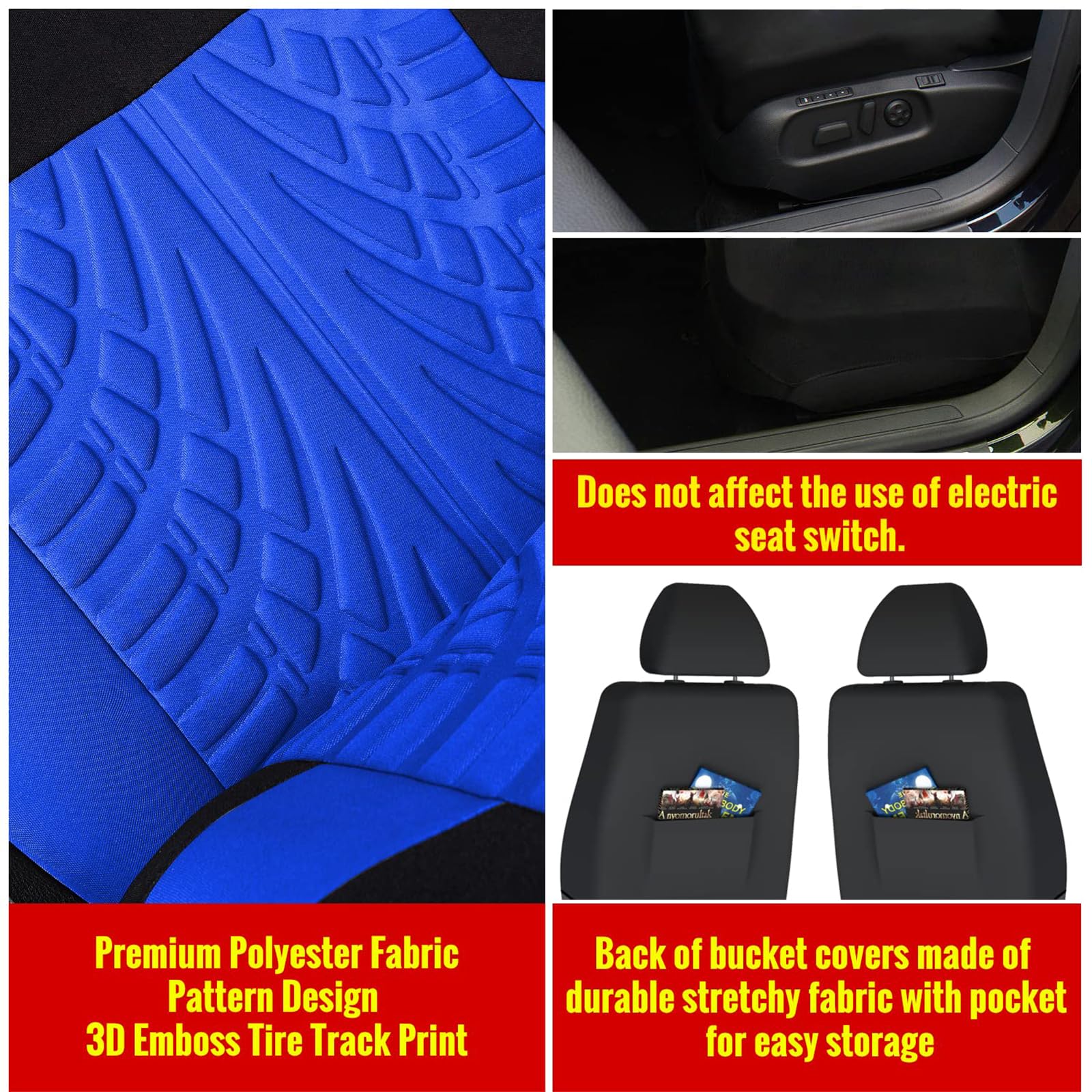 MarxaN Ensembles Housses de Siège Voiture pour R-enault Captur -I /2014-2018, Coussin Siege Vant et Arrière Respirante Amovibles Antidérapante Intérieurs Accessoires,E/Blue