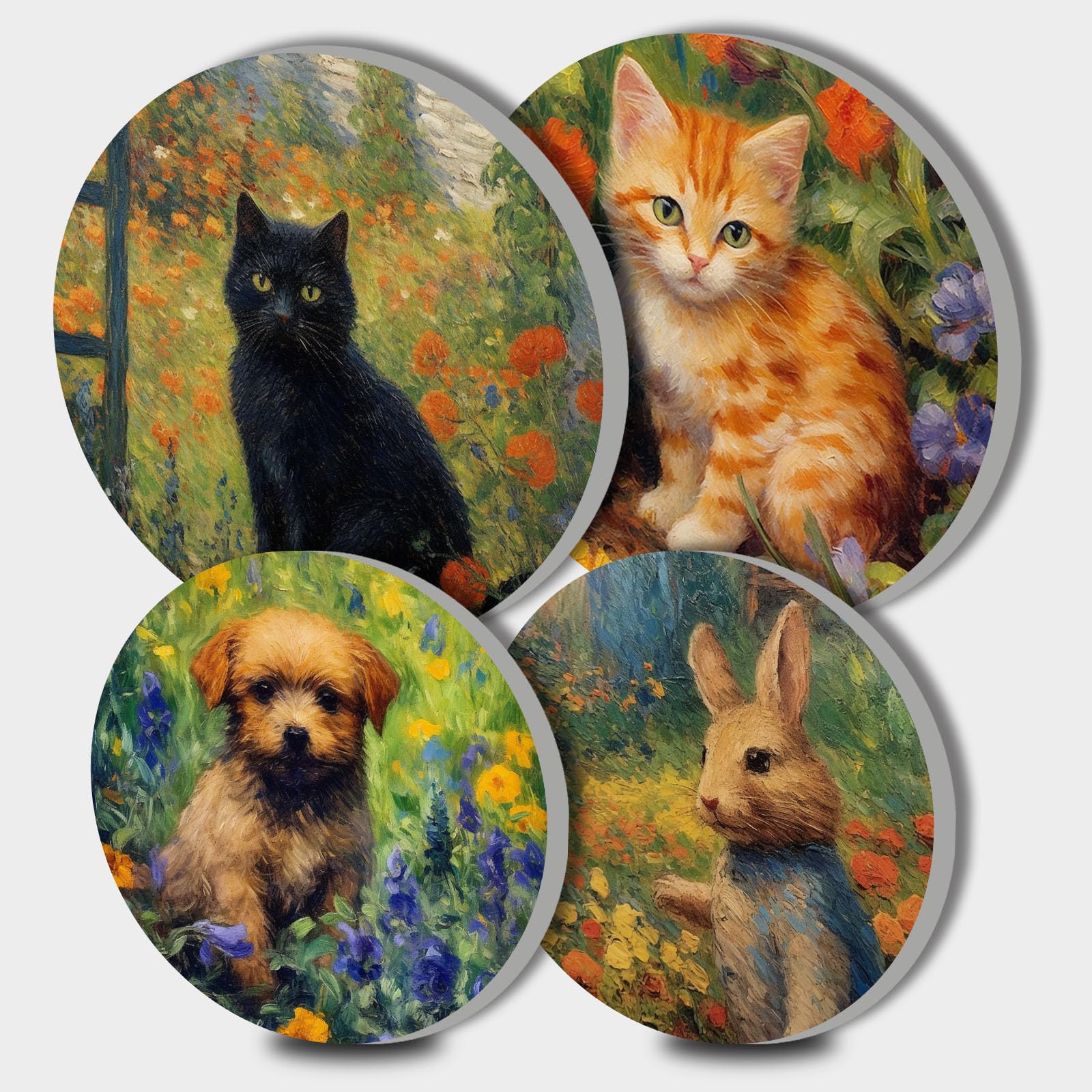 TucocooStove Burner Covers, Cute Animal Gas Stove Burner Covers Set of 4, 8 Inches and 10 Inches Stove Top Covers for Electric Stove Metal Stove Cover, Garden Flowers Cat Colourful Kitchen Decor