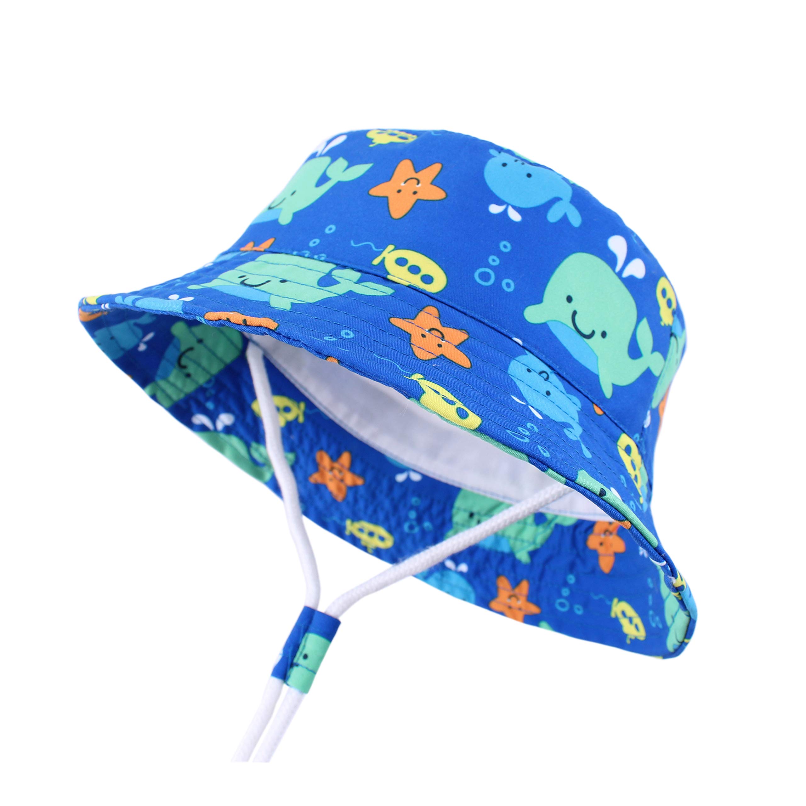 Sun Protection Hat for Kids Toddler Boys Girls Wide Brim Summer Outdoor hat Cotton Baby Bucket Hat with Chin Strap
