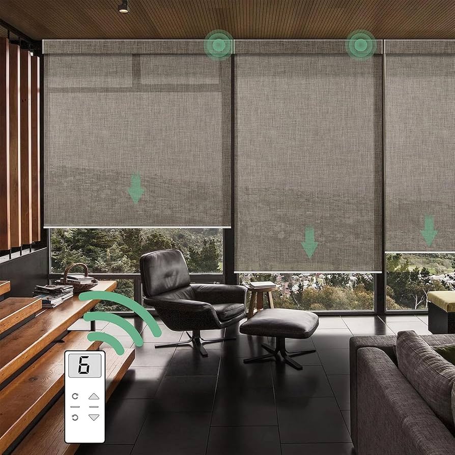Yoolax 電動調光ロールスクリーン ブラウン系（幅170×丈170cm） Yoolax