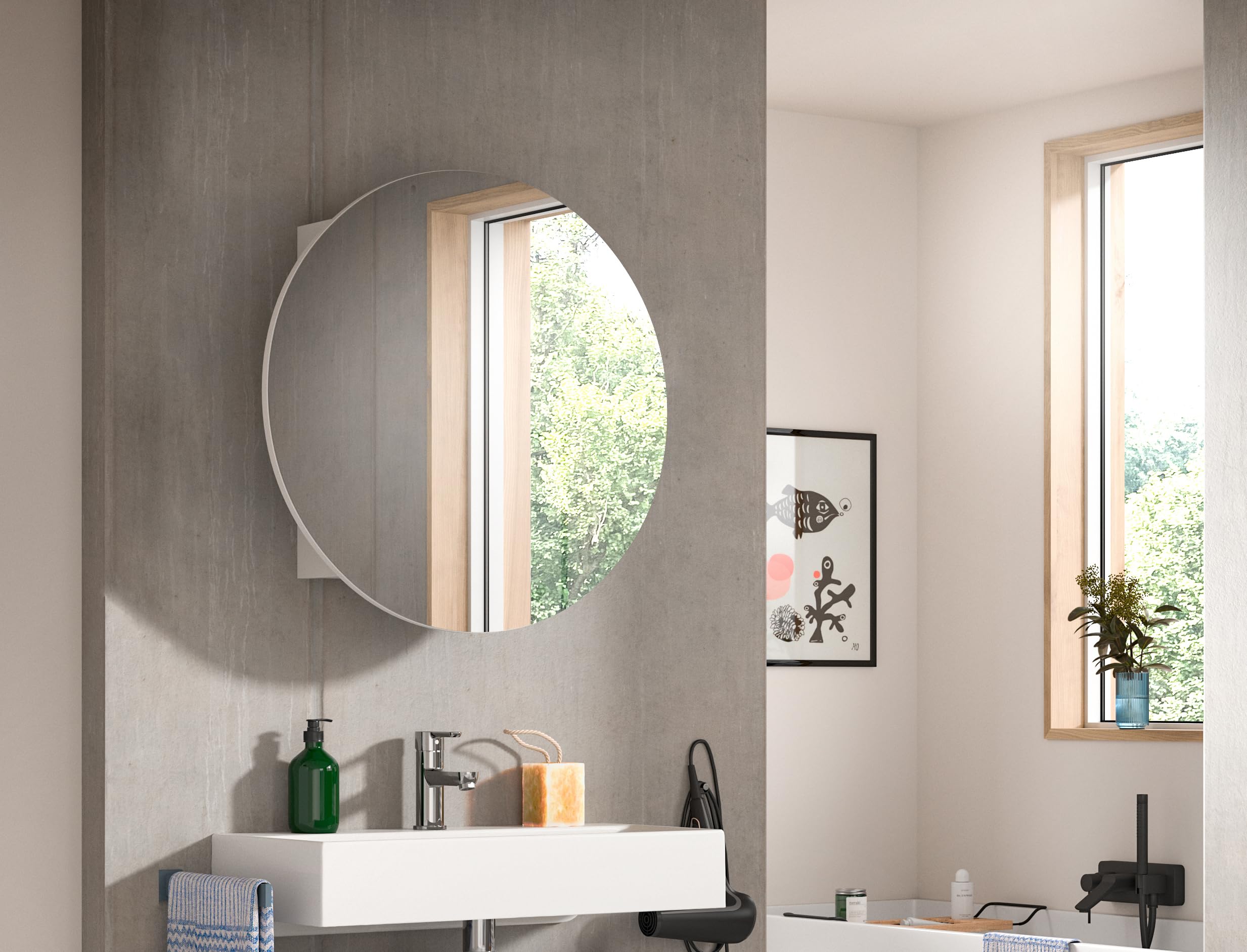 xonox.home Armario con Espejo, Blanco, 70 x 70 x 18 cm
