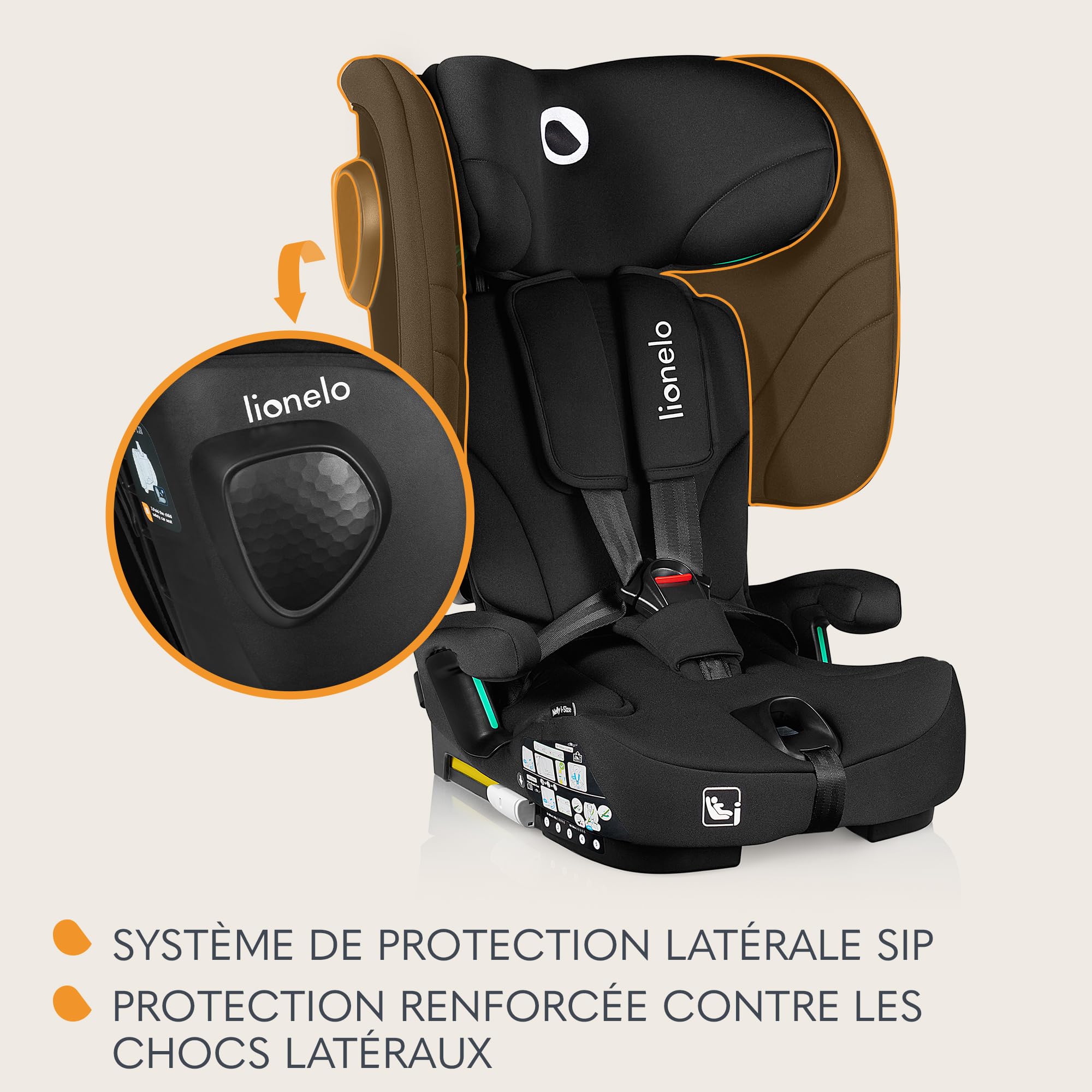 Lionelo NELLY I-SIZE Siège Auto, Installation Arrière 76 à 150 cm ISOFIX | Sangle TT Pliable Enfant (Approx. 15 Mois à 12 Ans) Groupe 1 2 3, Réglage de l'Appui-Tête et du Dossier
