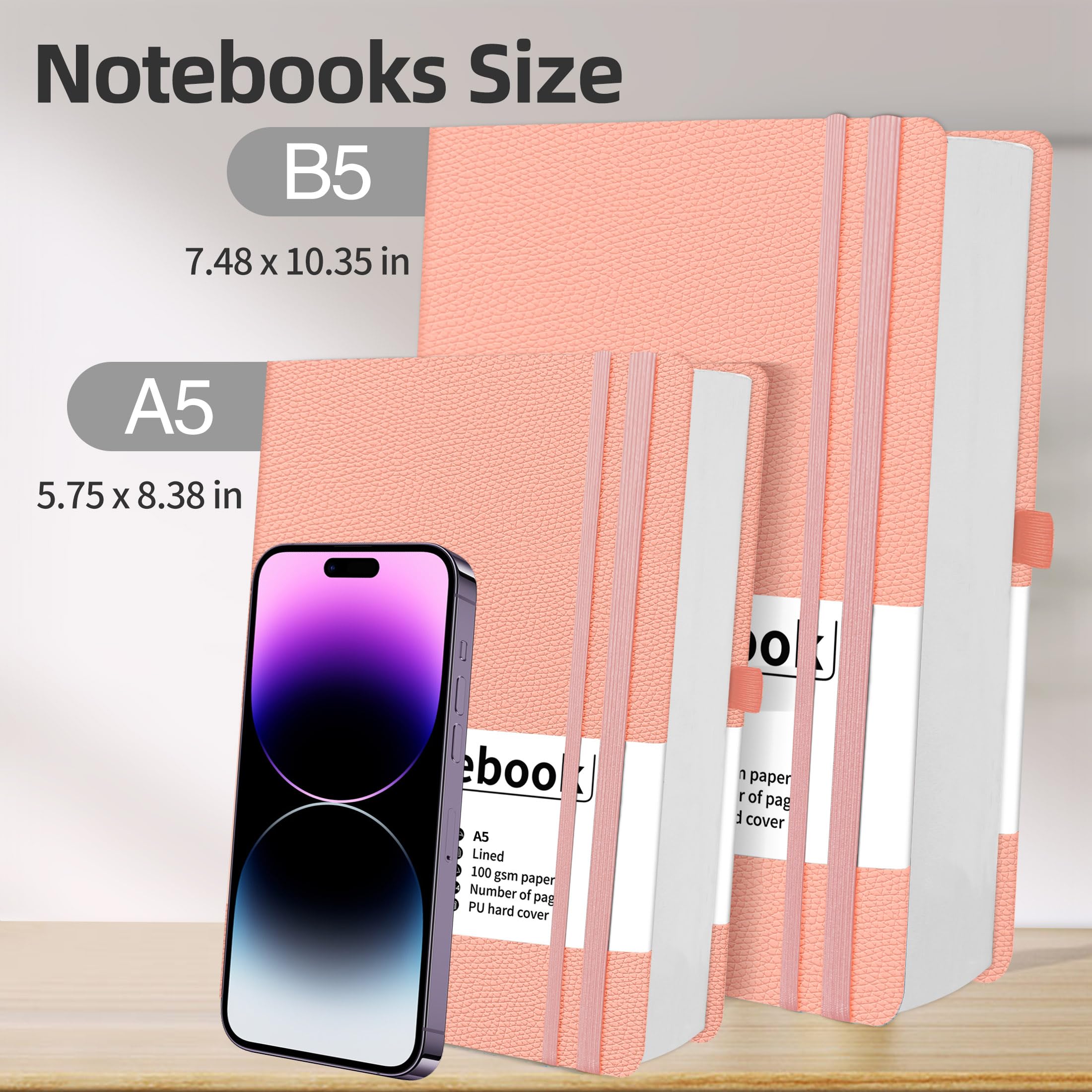 Mlife B5 Ligné Carnet De Notes De Journal Épaissi,360 Pages Et 100g/M² De Papier Résistant À L'Encre,Carnets De Notes Avec Pochette Pliante Pour Le Bureau École Maison Écriture&Notes(Marron