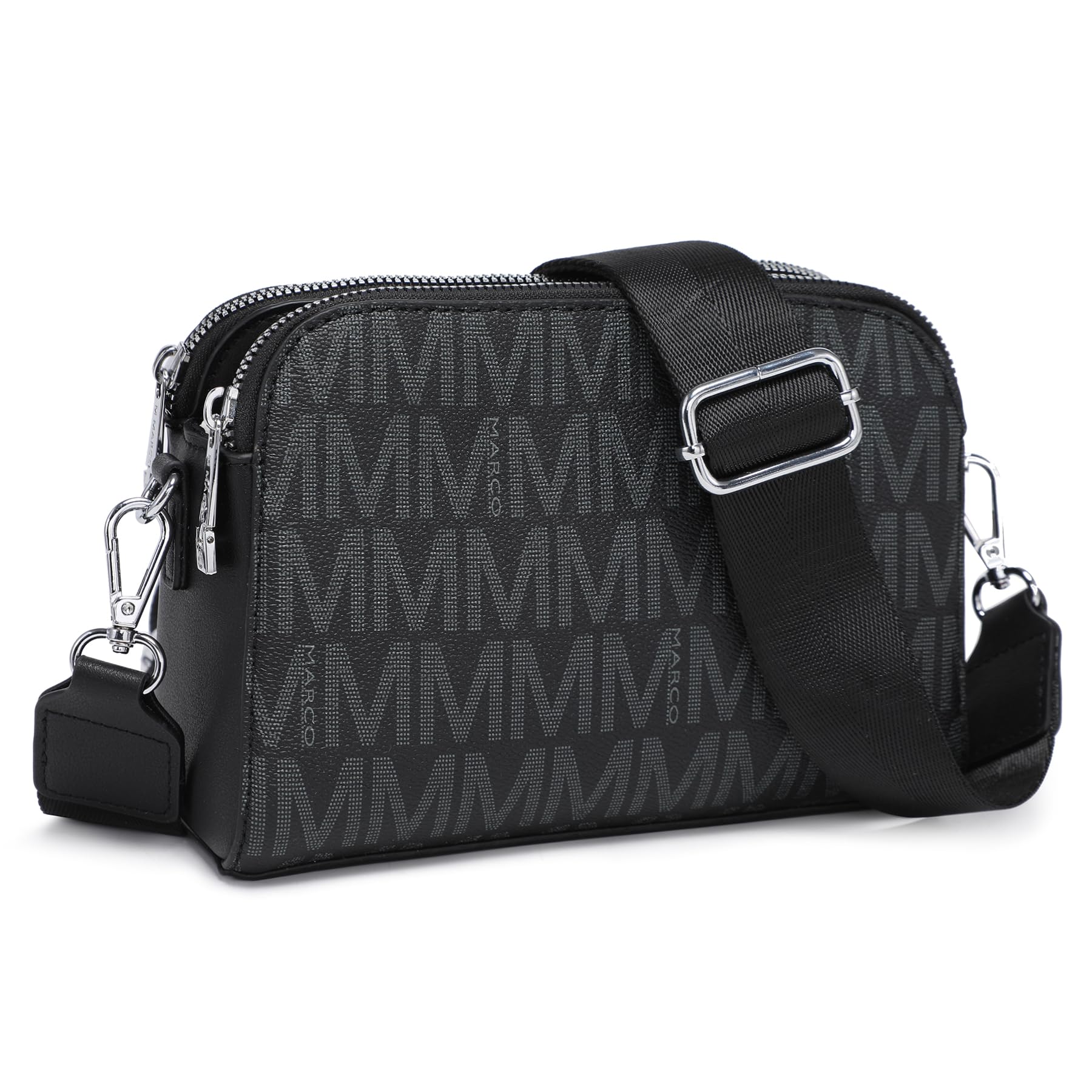 Crossbody Bags for Women Triple Zip Vegan Leather Camera Purses Small Shoulder Handbags with Wide Strap