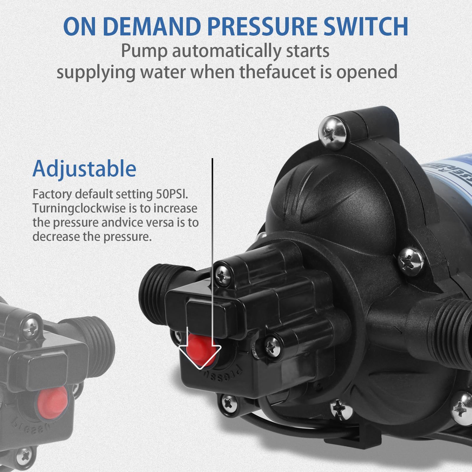 WASSERMANN - Pompa ciśnieniowa wody 115 V AC, 4,0 GPM 55 psi, samozasysająca pompa wodna z przełącznikiem ciśnieniowym do kuchni, łazienki, na jacht, ogród