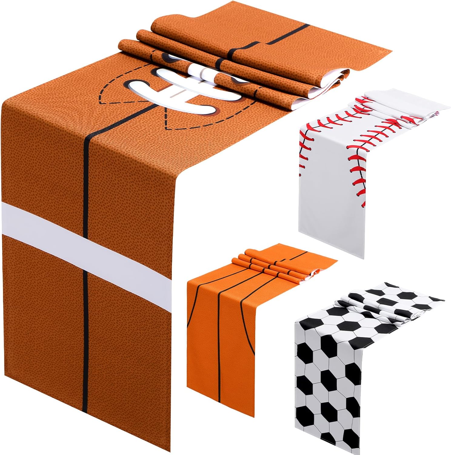 Oudain 8 Pcs Sports Theme Table Runner 72 x 13 Inch Baseball Football Soccer Basketball Birthday Party Runner Decorations for Kitchen Dining Home Sport Birthday Party Decoration (4 Style)