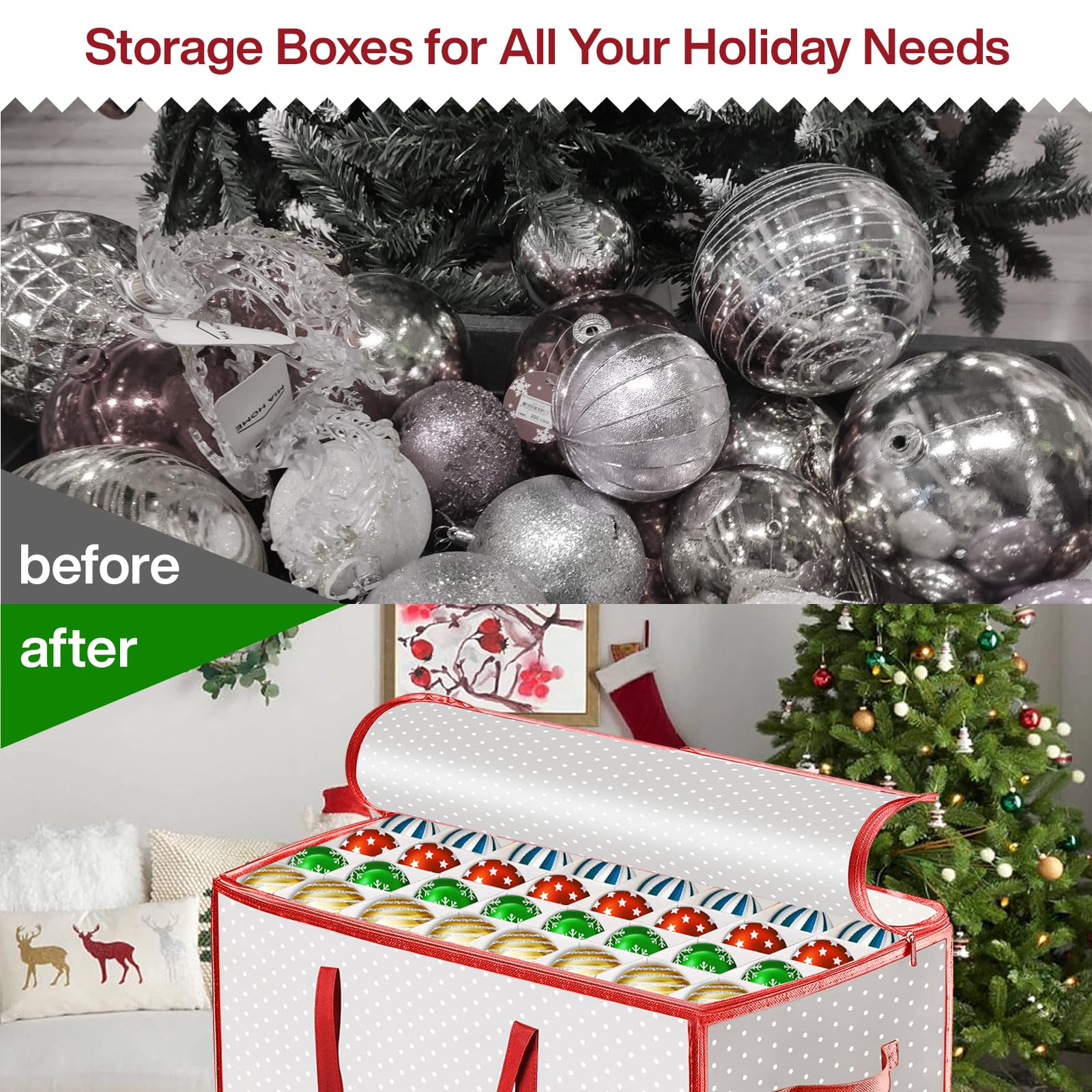 Caja para Guardar Bolas de Navidad, 128 Compartimentos Organizador Bolas Navidad, Caja Bolas Navidad para Guardar Bolas de Navidad, Adornos Navideños, Adornos para el Árbol de Navidad