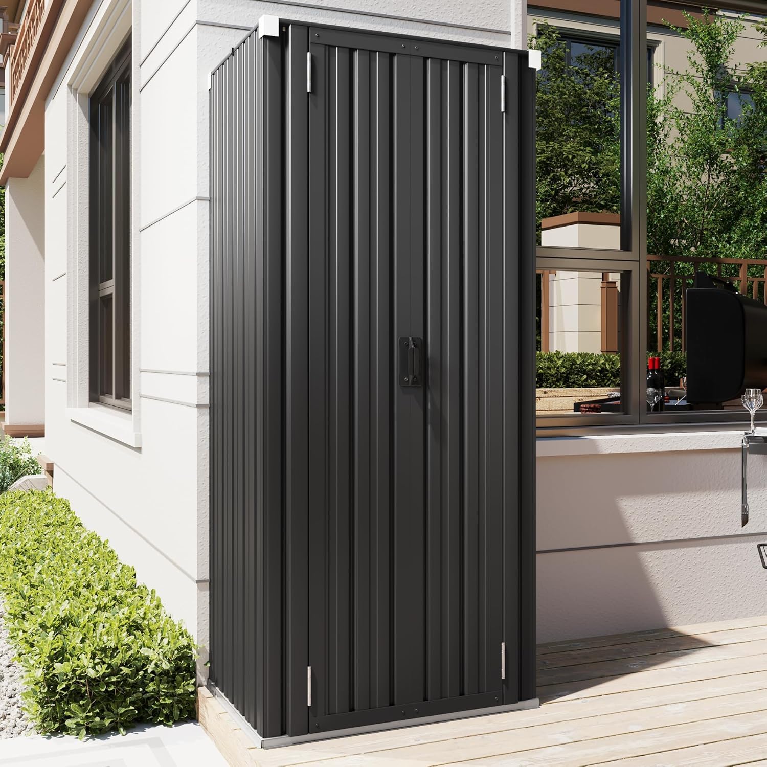 YODOLLA Armoire de Rangement Extérieure à 3 Niveaux,Abri de Jardin Métal