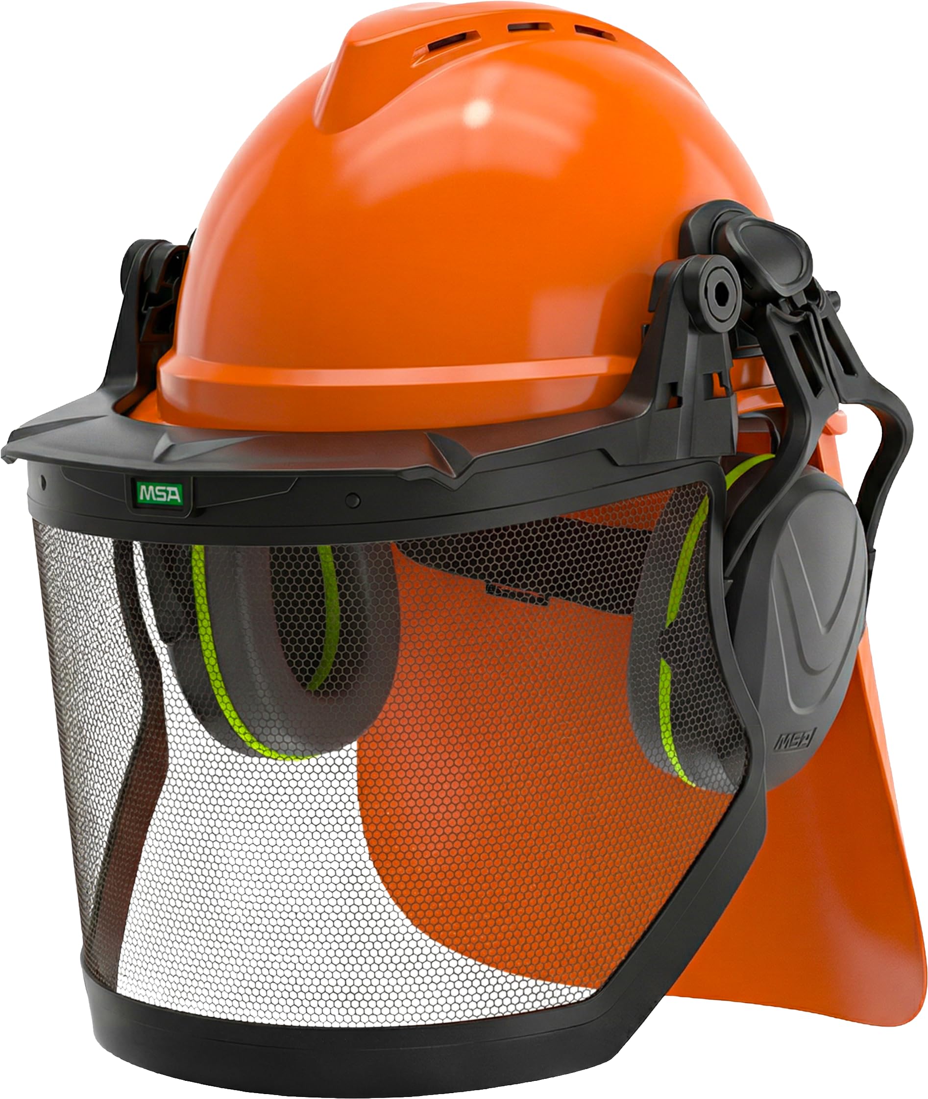 MSA V-Gard 500 Waldarbeiter-Set - Schutzhelm mit Belüftung, Visier, Gehörschutz & Nackenschutz - Helm für Wald & Forst-Arbeit