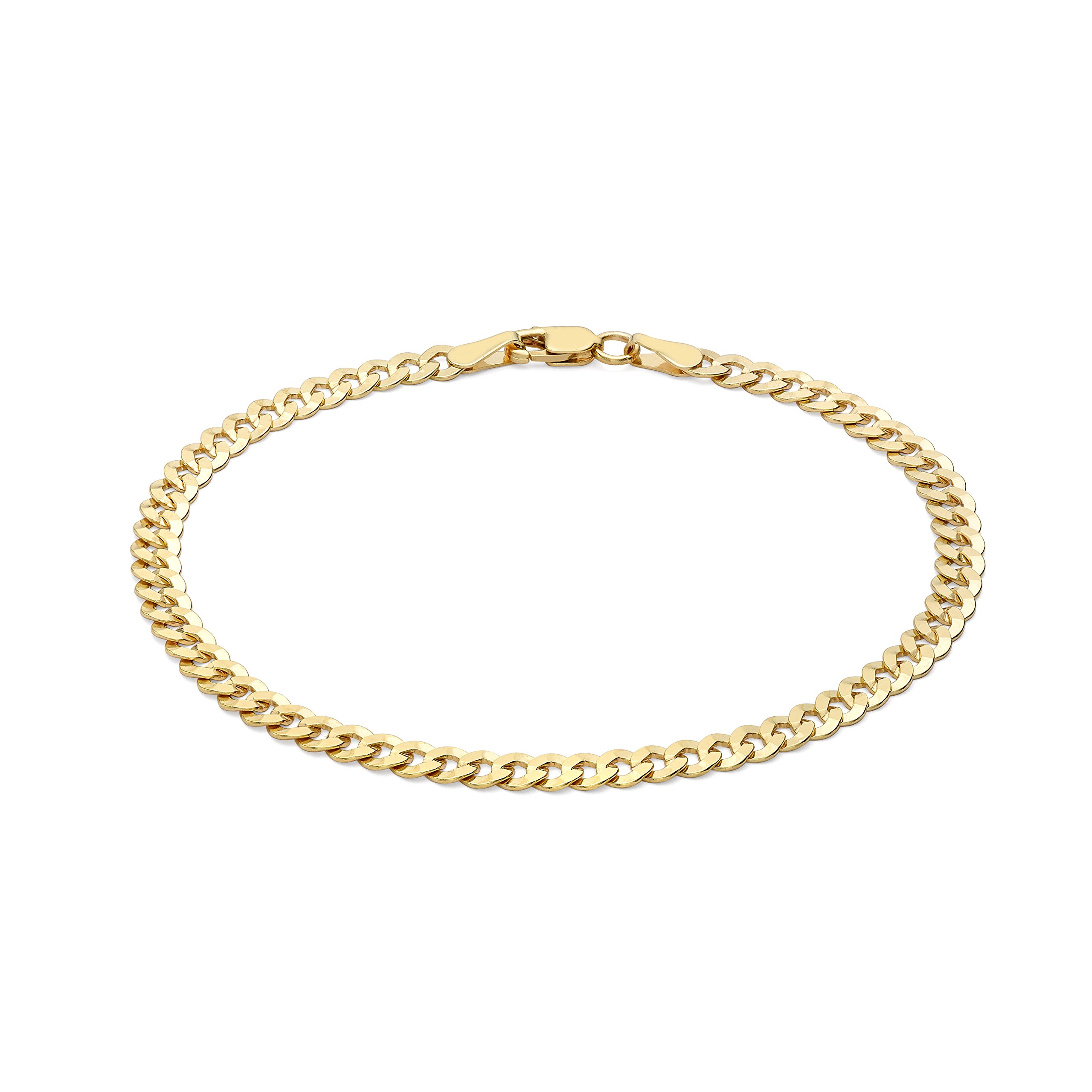 CARISSIMA Bracciale Donna Oro Giallo 9 Carati - Catena Curb Piatta Con Taglio Diamante, Lunghezza 19 Cm - Confezione Regalo Di Lusso