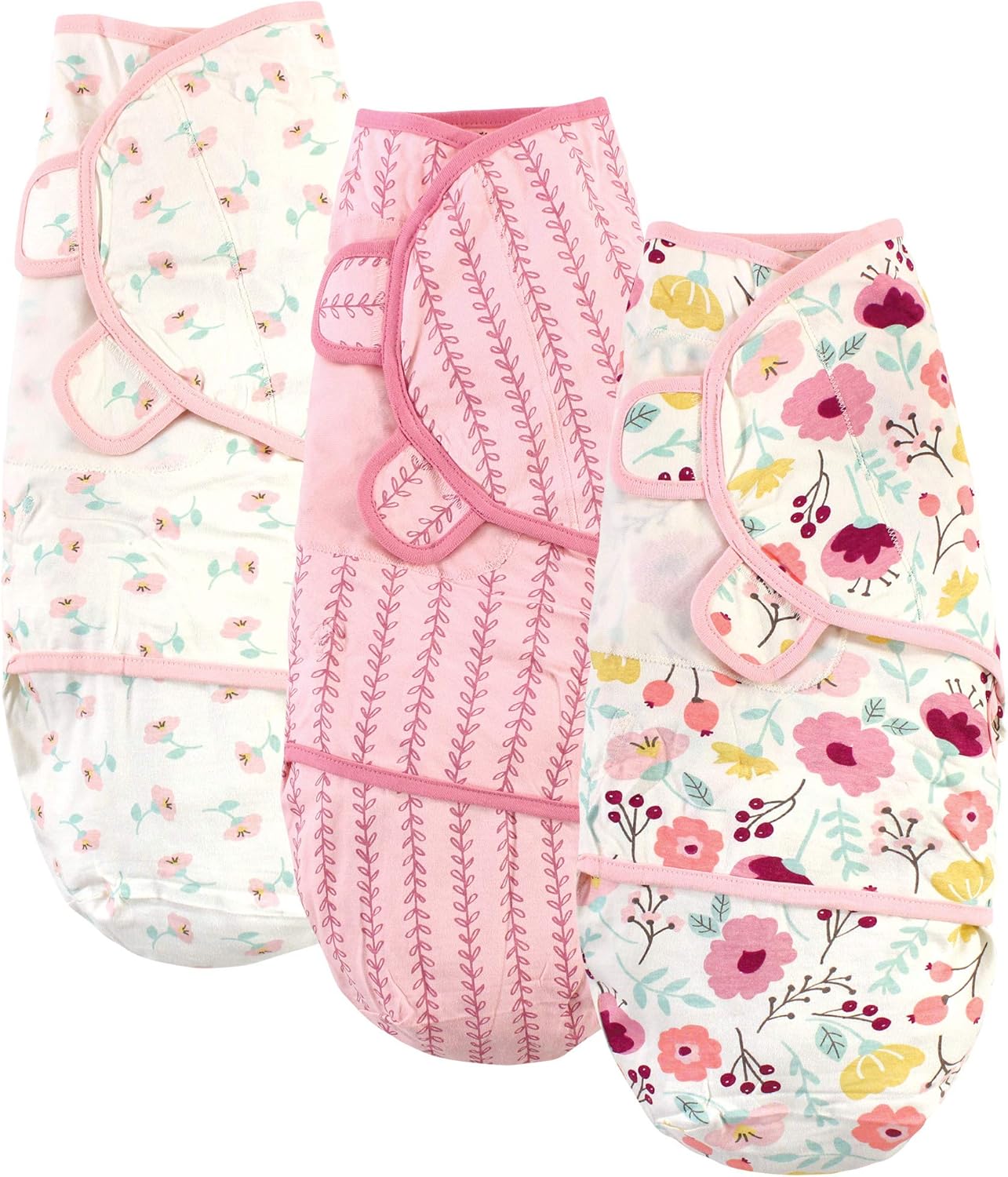 Touched by Nature Unisex Baby Organic Cotton Swaddle Wraps, Botanical, 0-3 Months