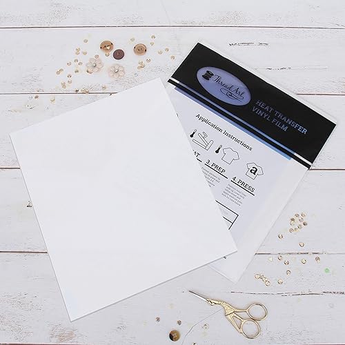 Threadart White 10" x 12" Heat Transfer Vinyl Precut Sheets Bundle Pack | Solid Colors | 15 Sheets | Compatible with Cricut Silhouette and Cameo | HTV