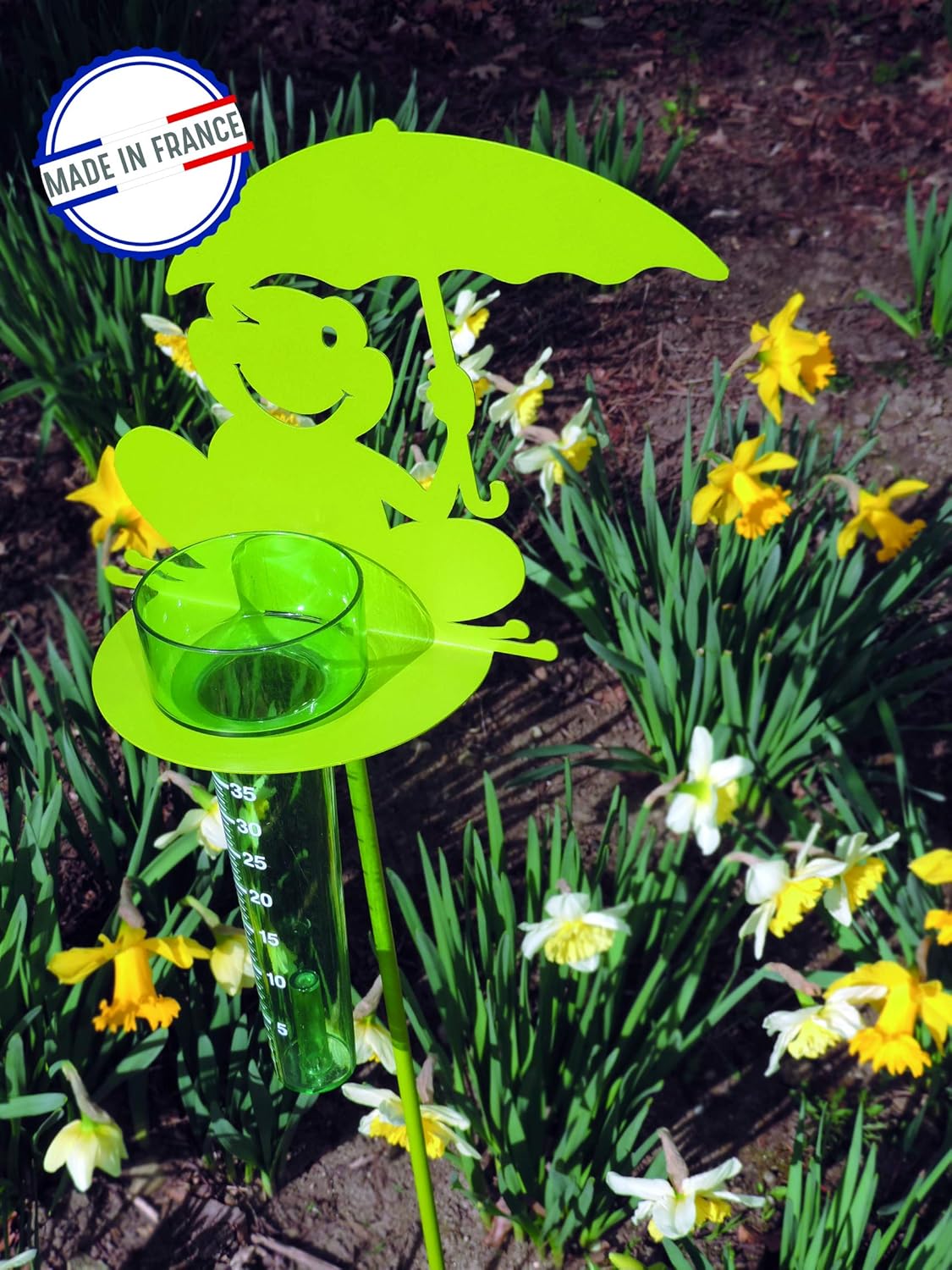 Frog Rain Gauge Stand Height 1.15 m Lime Green – Made in France