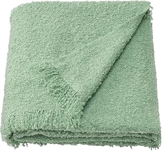Ikea SANDBRODD Throw Blanket, Light Green, 130x170 cm, Recycled Polyester with Fringes Price In India