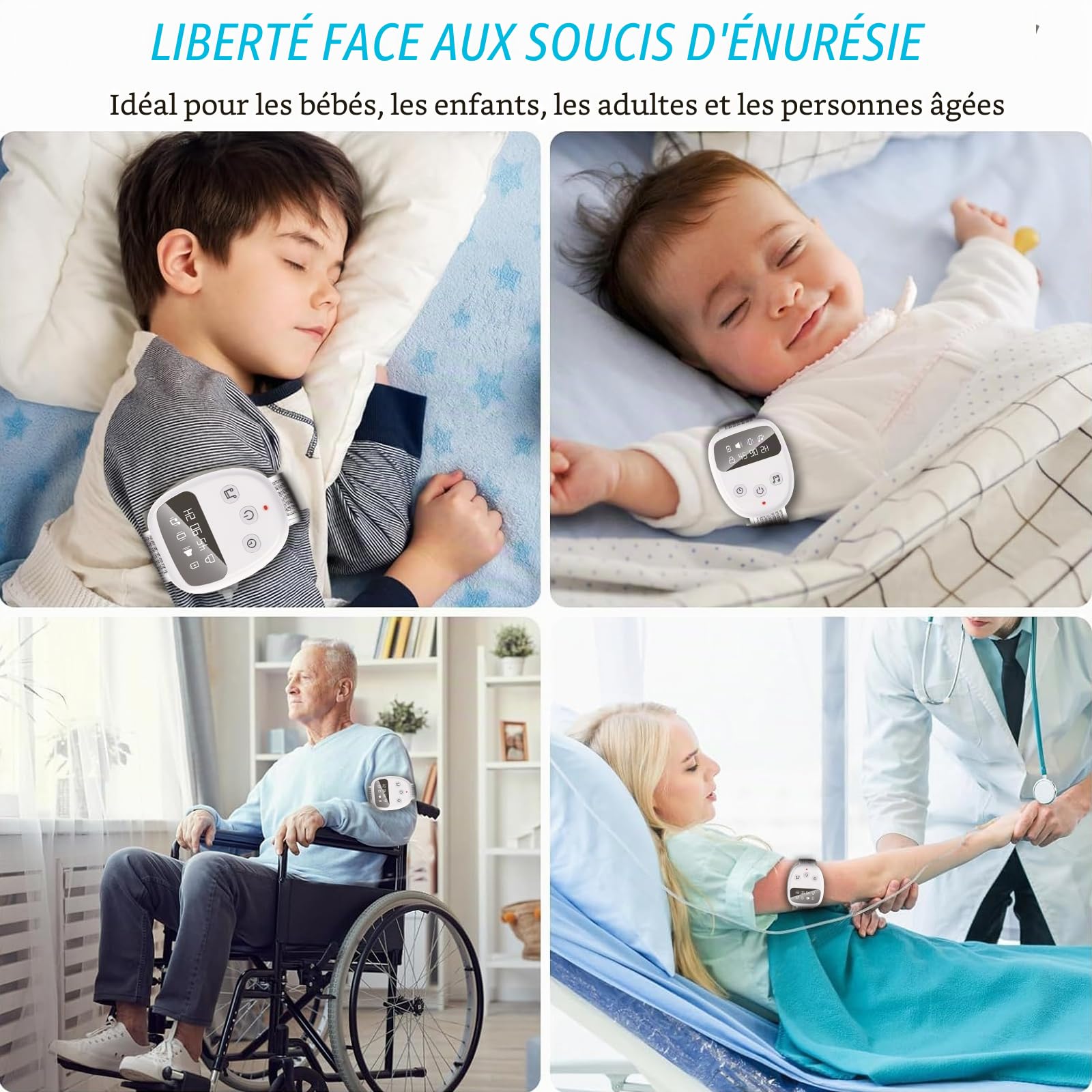 Alarme sans fil pour enfants et filles, rechargeable USB-C, haute sensibilité, son fort et vibration, 3 modes, design compact pour pot de nuit