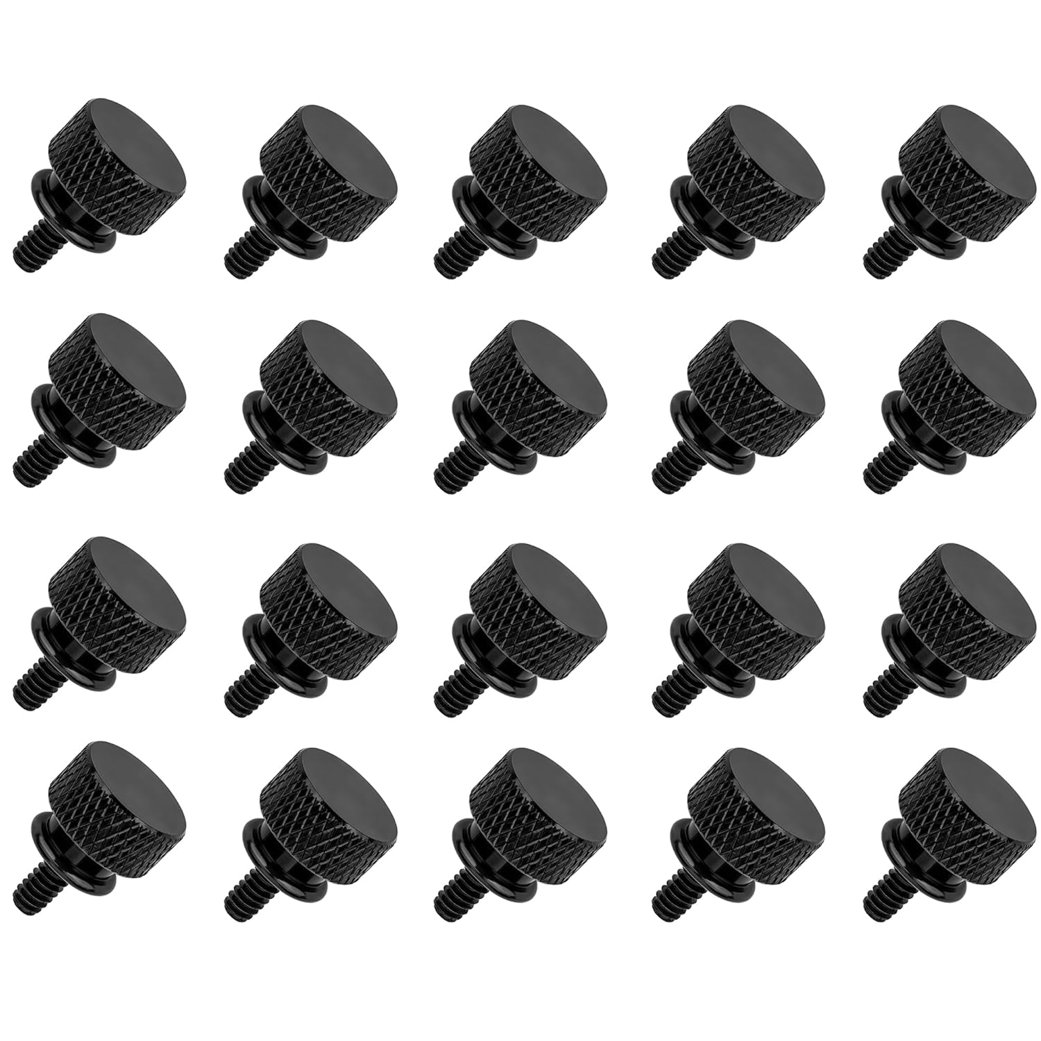 Aluminum Alloy Thumb Screws (Knurled Head) 20PCS M3 M4 6#32 8#32 Hand Tightening Bolt for PC Case 3D Printer (Black, 6#32)
