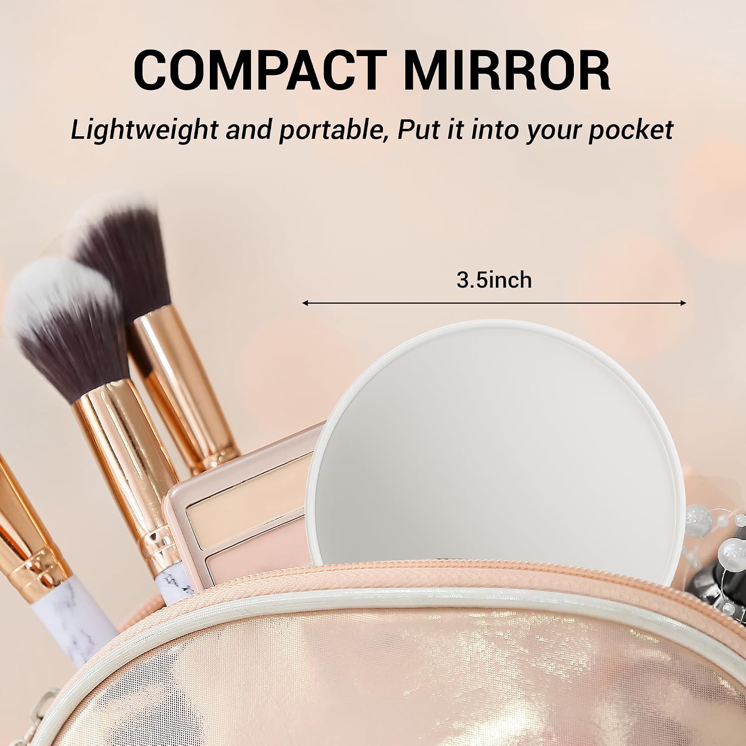 Magnifying Mirror, 10X & 20X & 30X Set, Magnified Mirrors 3.5" with Two Suction Cups, Travel Magnifying Mirror Set Comes with Portable Storage Bag, Compact Small Magnified Mirrors for Travel(White)