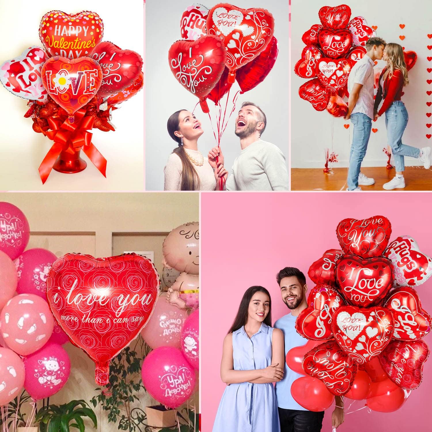 36 Pieces Heart Balloons, Happy Red Valentines Day Balloons, I Love You Foil Mylar Balloon for Special Night Party Decorations - Image 2