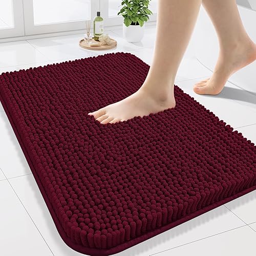 Arotive Alfombras de baño de felpilla de 24 x 16 pulgadas, extra suaves, absorbentes, peludas, lavables a máquina, tapetes de baño de felpa TPR