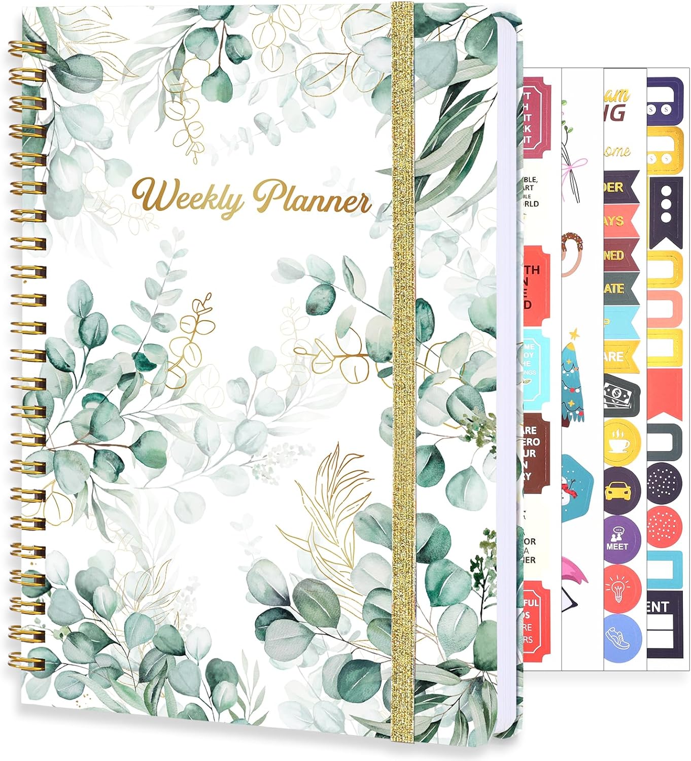 Thboxes A5 Weekly Planner, Undated Spiral To Do Notebook, Green Leaves