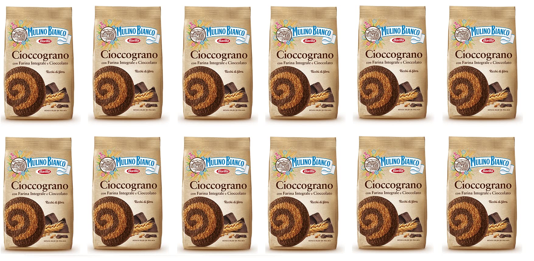 Mulino Bianco Cioccograno Con Farina Integrale 330 Grammi 12 Pezzi