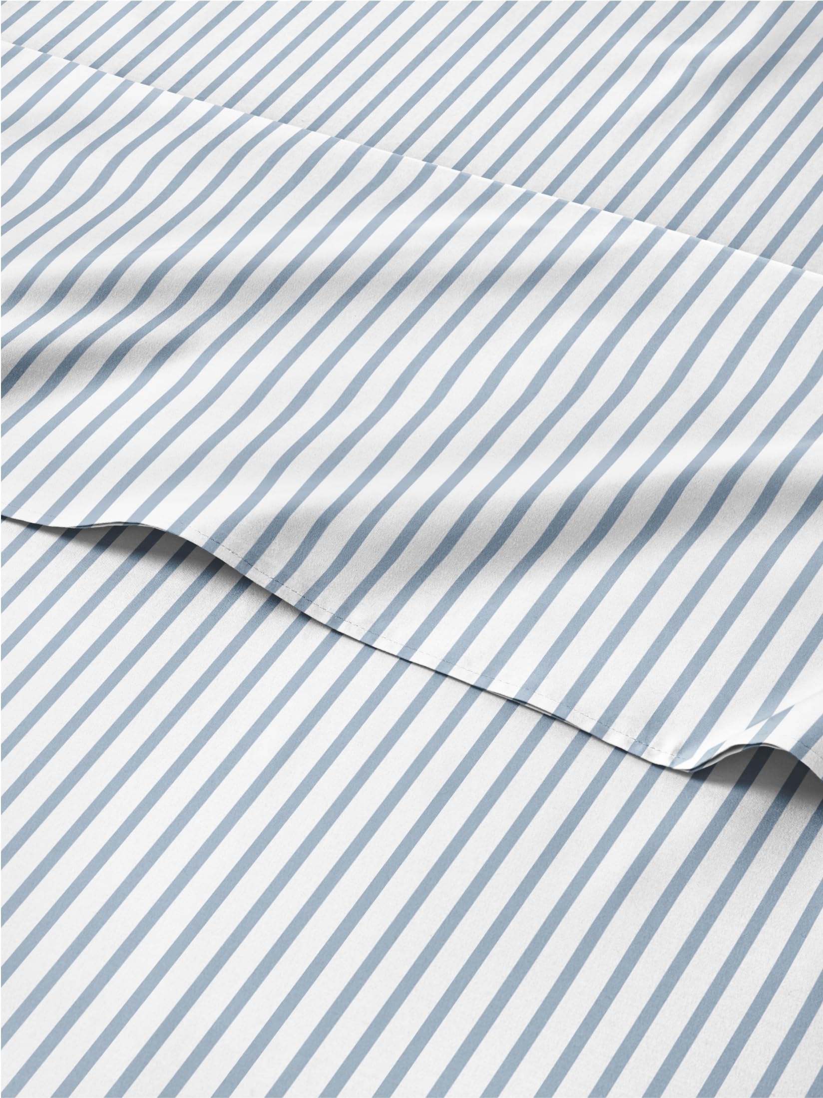 Striped Sheets - Blue & White Striped Sheets - 1 Flat & 1 Fitted & 2 Pillowcases w/ Deep Pockets – Comfy, Wrinkle & Fade Free - Soft, Breathable & Cooling - Luxury Pinstripe Bedding - King Size Set